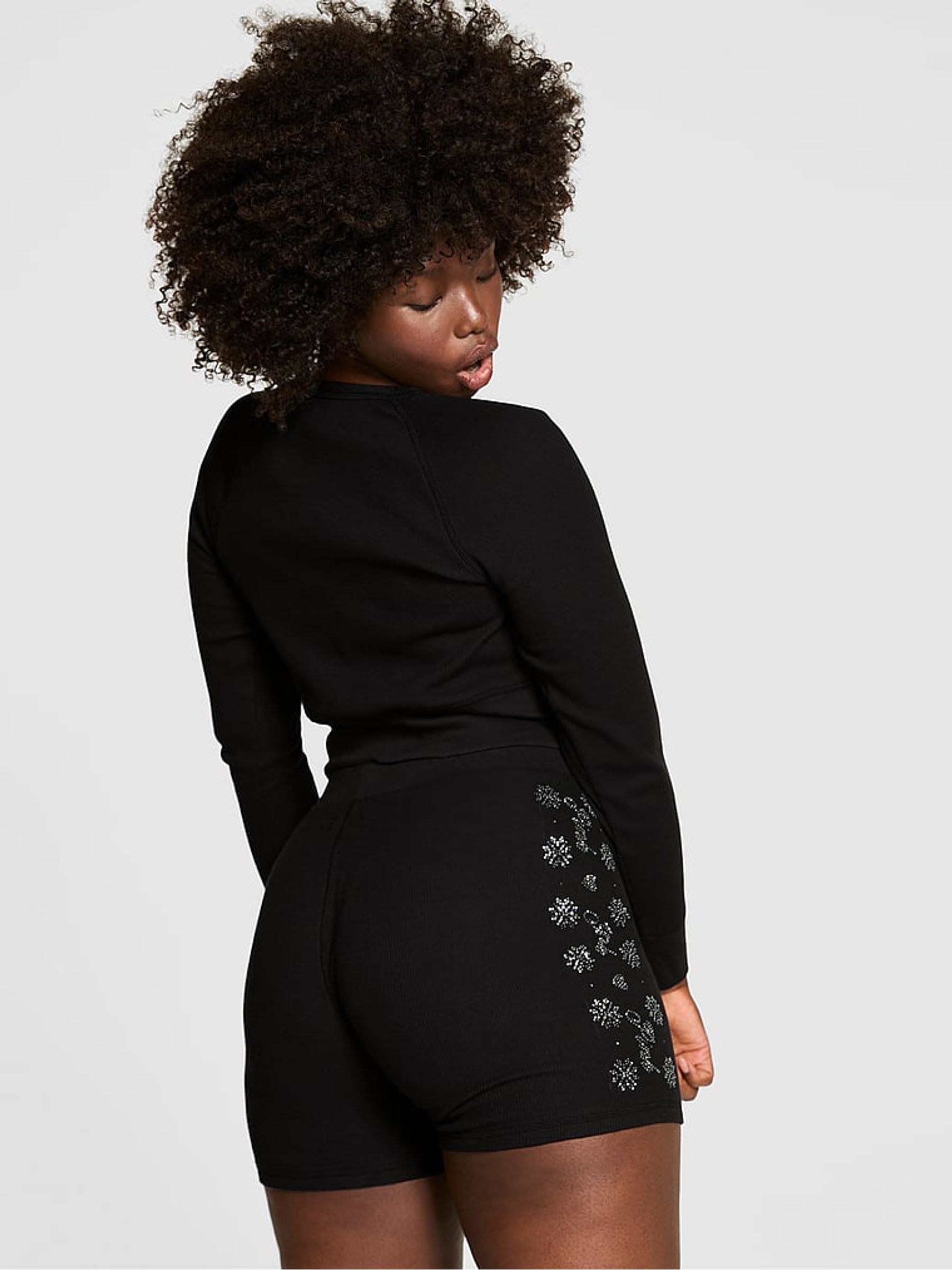 Black Diamonte Thermal Pyjamas Set - Image 2 of 3