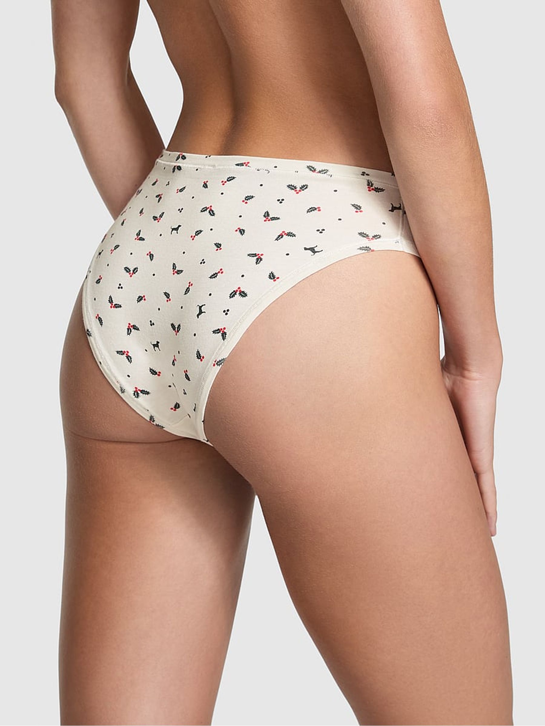 Winter White Holly Print Cheeky Cotton Knickers - Image 2 of 2
