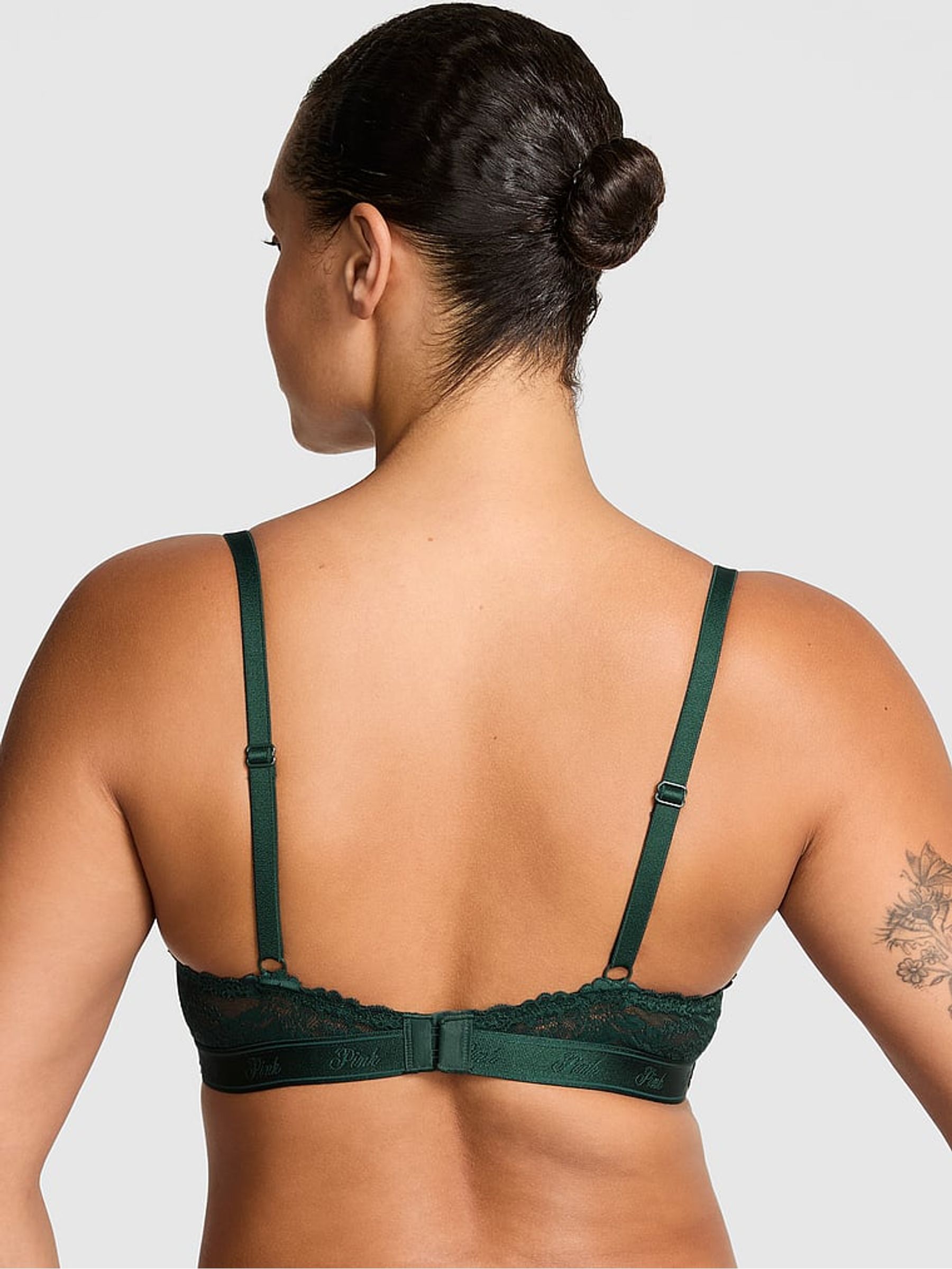 Deep Forest Green Lace Push Up Balcony Bra - Image 2 of 3