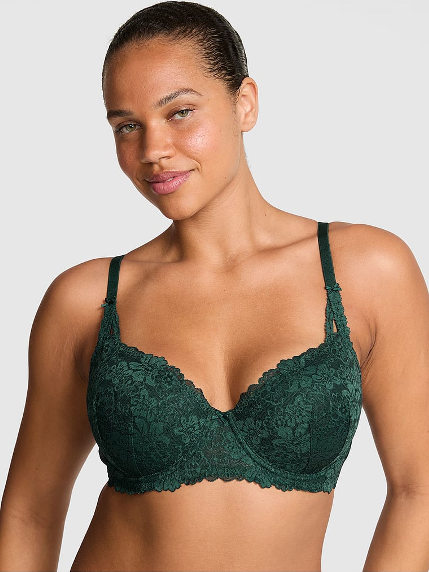 Deep Forest Green Lace Lightly Lined Balcony Bra - Image 1 of 3