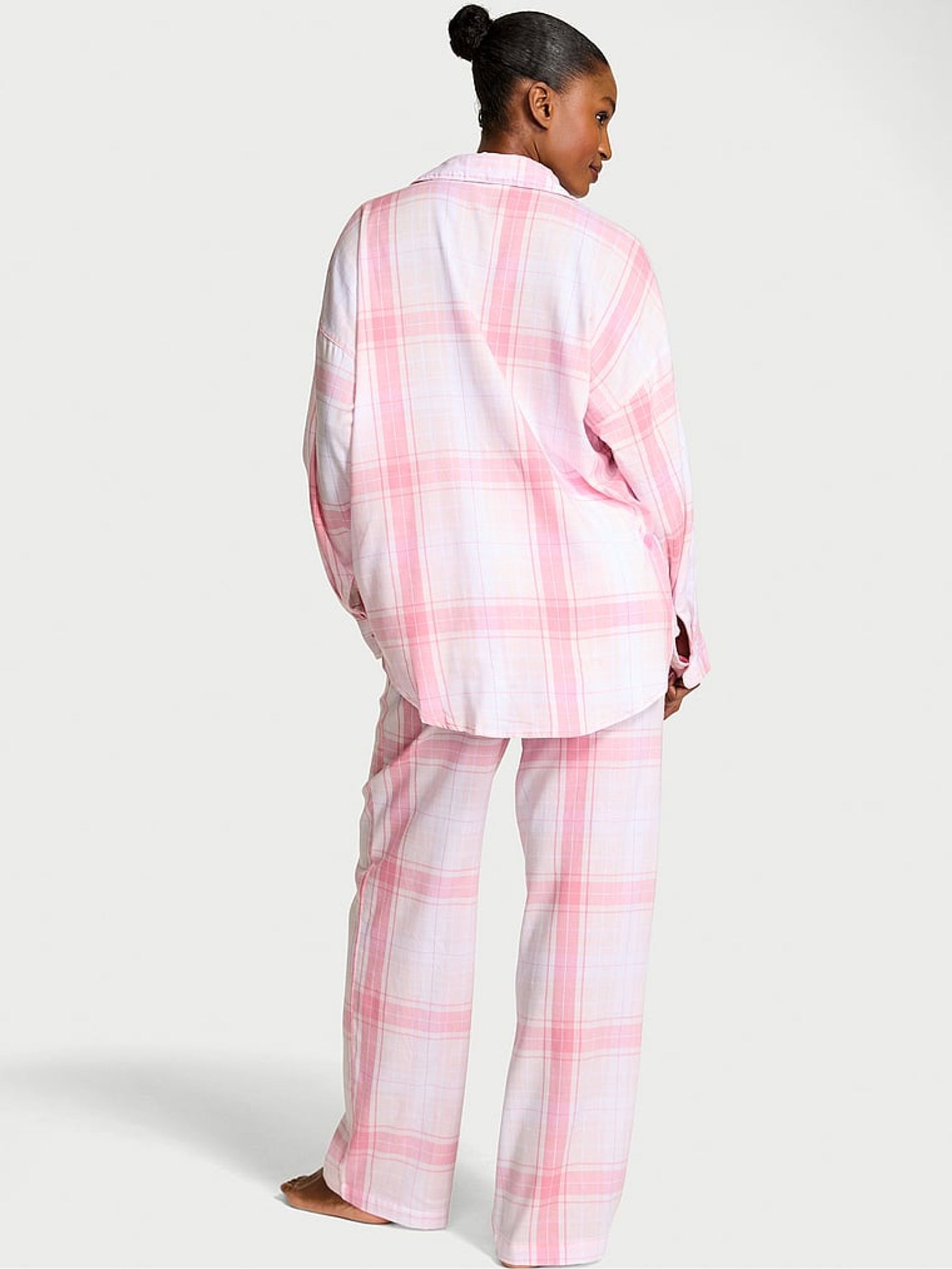 Heather Pink Petal/Pink Rally Bold Plaid Cotton Modal Long Pyjama Set - Image 2 of 3