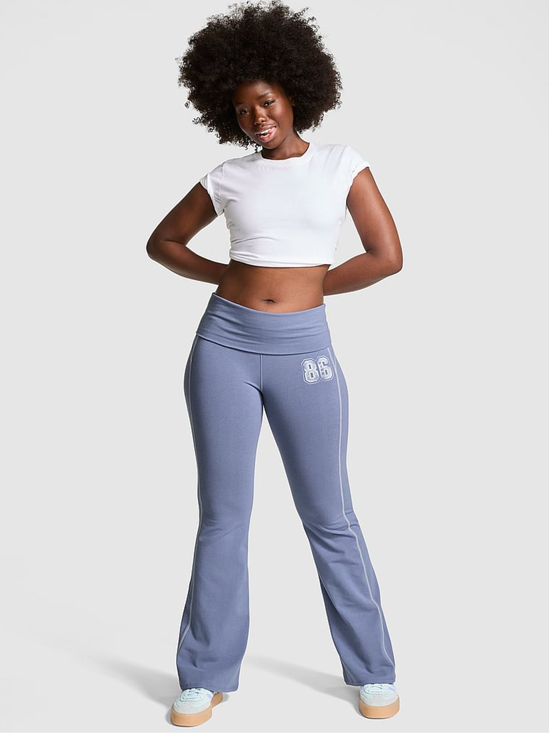 Dusty Iris Blue Logo Foldover Leggings - Image 1 of 1