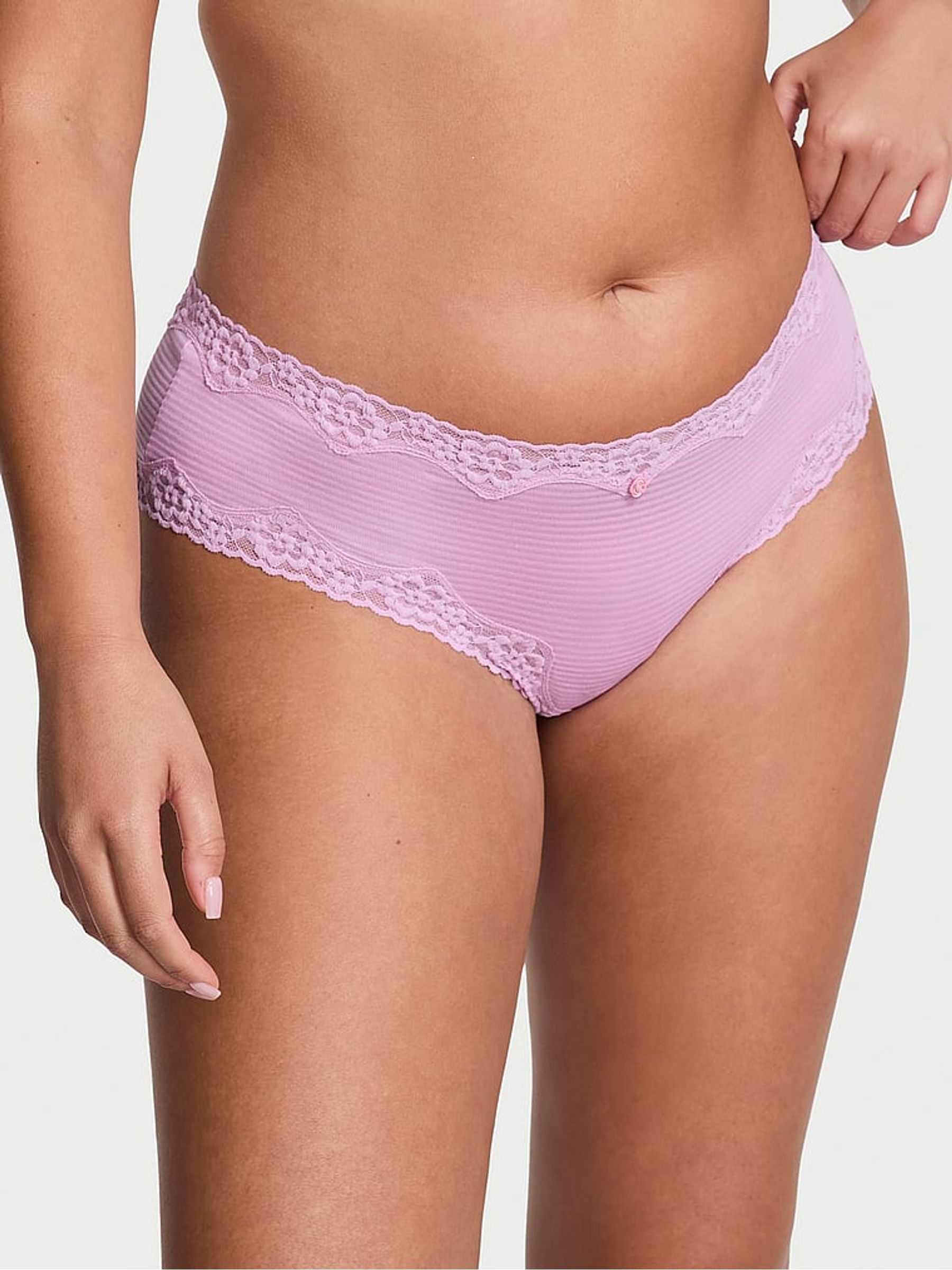 Bikini Pink Cheeky Lace Waist Knickers - Image 1 of 2 Bikini Pink Cheeky Lace Waist Knickers - Image 1 of 2
