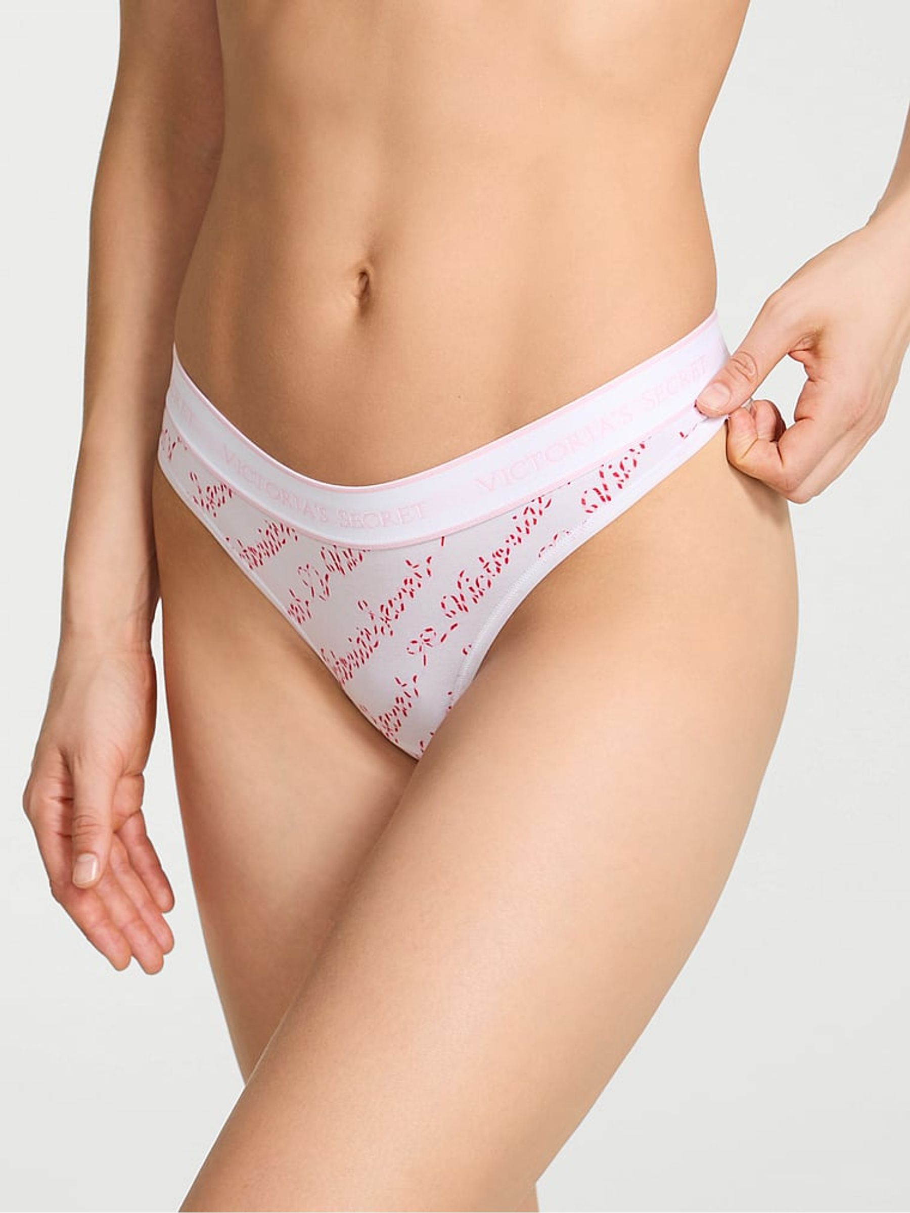 White Script Thong Logo Knickers - Image 1 of 2