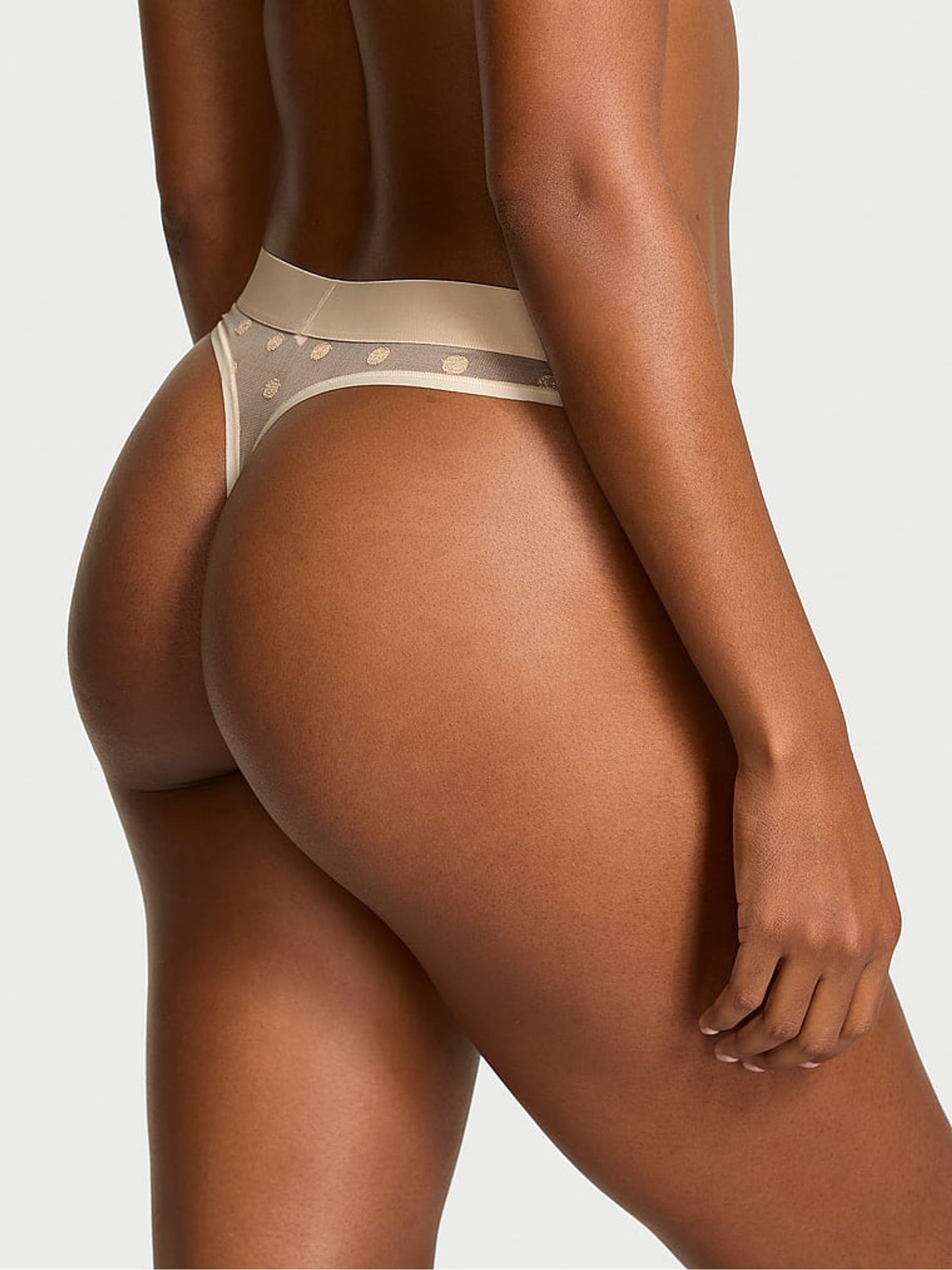 Candlelight Nude Thong Sheer Logo Knickers - Image 2 of 2
