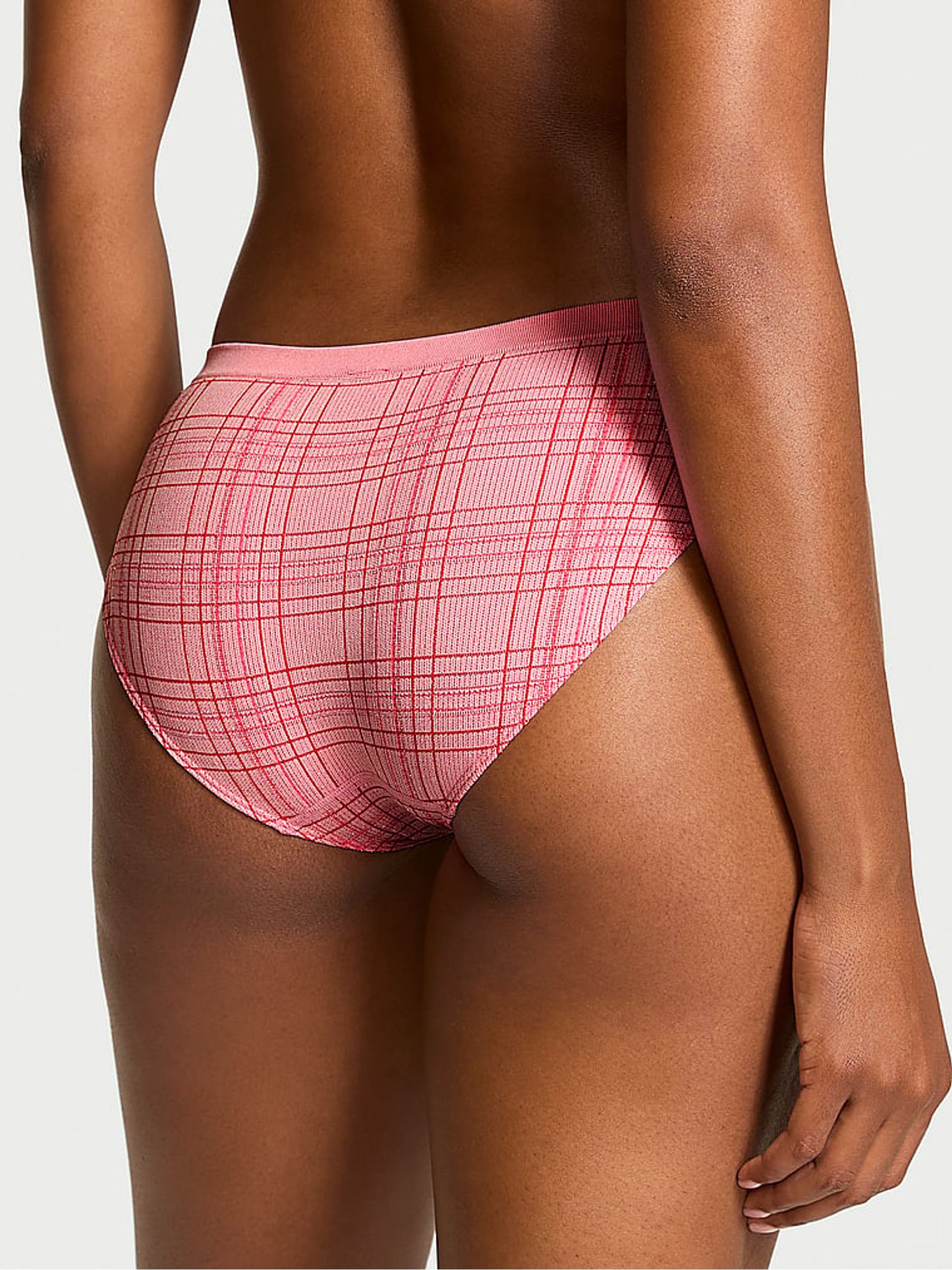 Pretty Blossom Pink Tartan Bikini Shimmer Knickers - Image 2 of 2 Pretty Blossom Pink Tartan Bikini Shimmer Knickers - Image 2 of 2