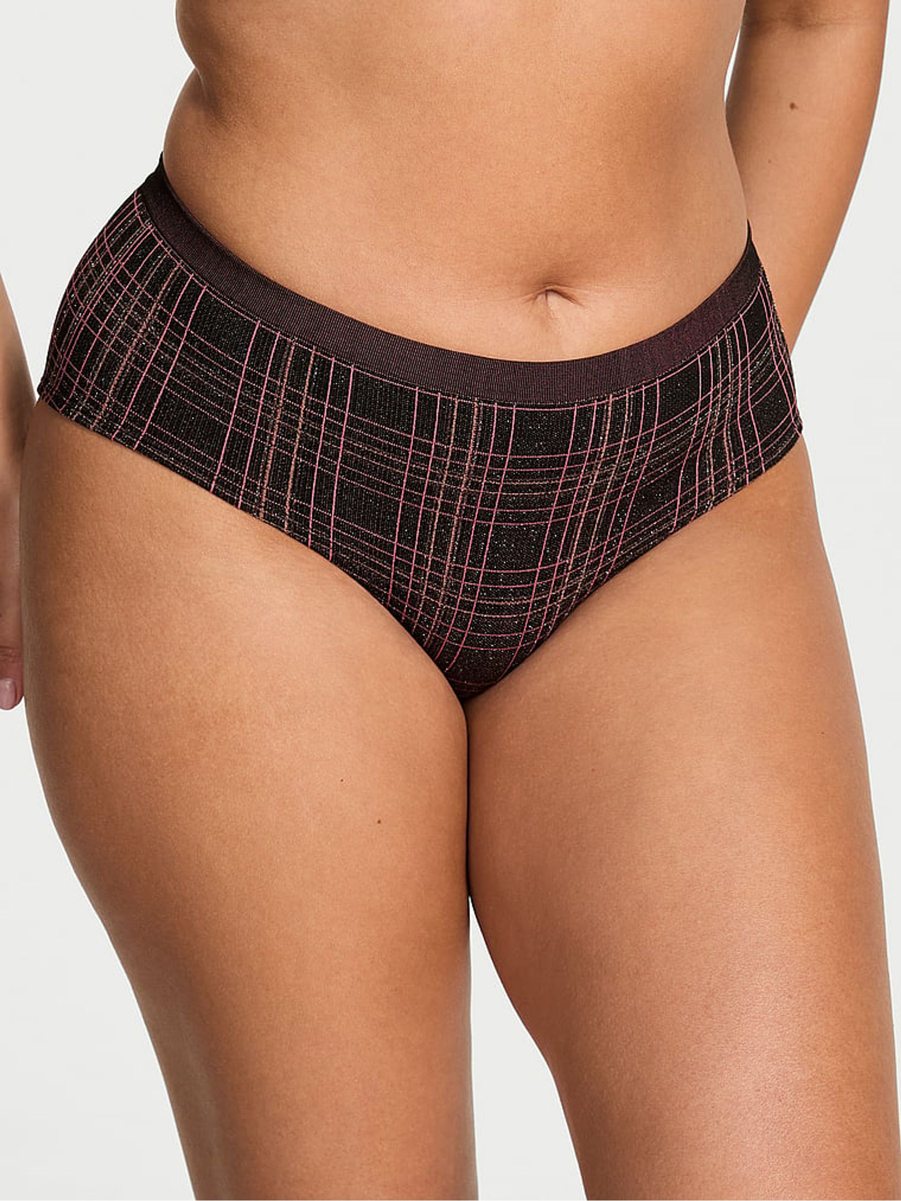 Black Tartan Hipster Shimmer Knickers - Image 1 of 2 Black Tartan Hipster Shimmer Knickers - Image 1 of 2