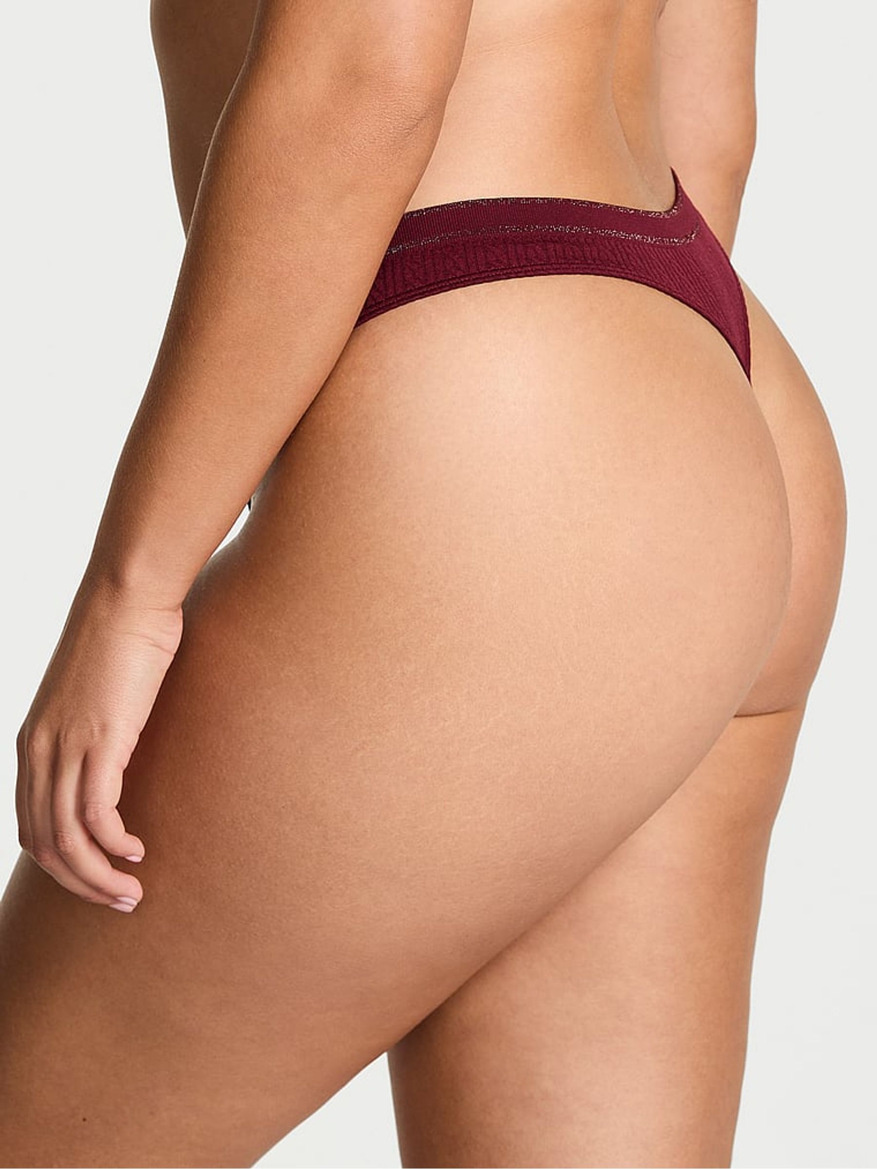 Sangria Red Thong Cable Knit Knickers - Image 2 of 2