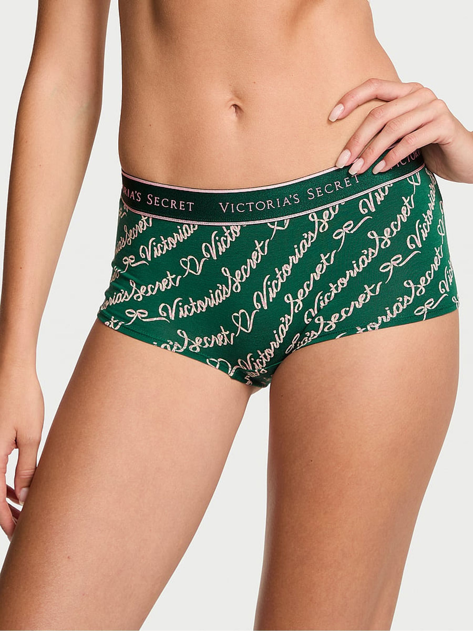 Clover Script Green Short Logo Knickers - Image 1 of 2