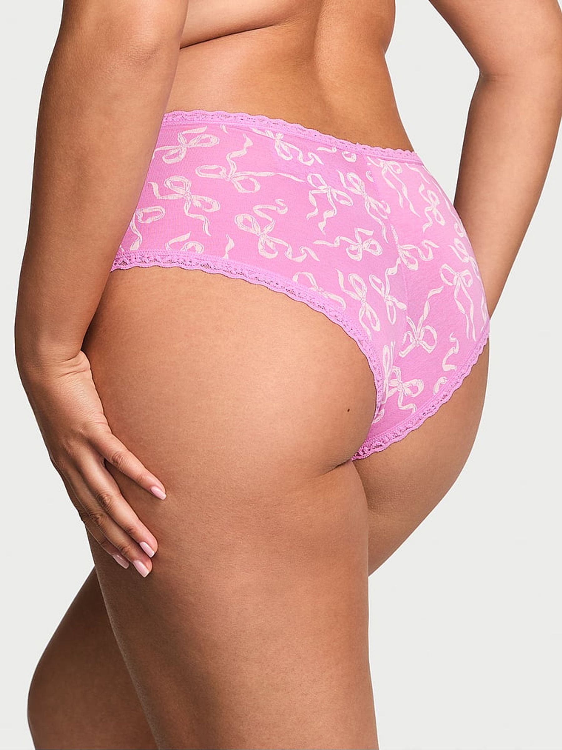 Lilac Purple Bows Cheeky Cotton Lace Trim Knickers - Image 2 of 2 Lilac Purple Bows Cheeky Cotton Lace Trim Knickers - Image 2 of 2