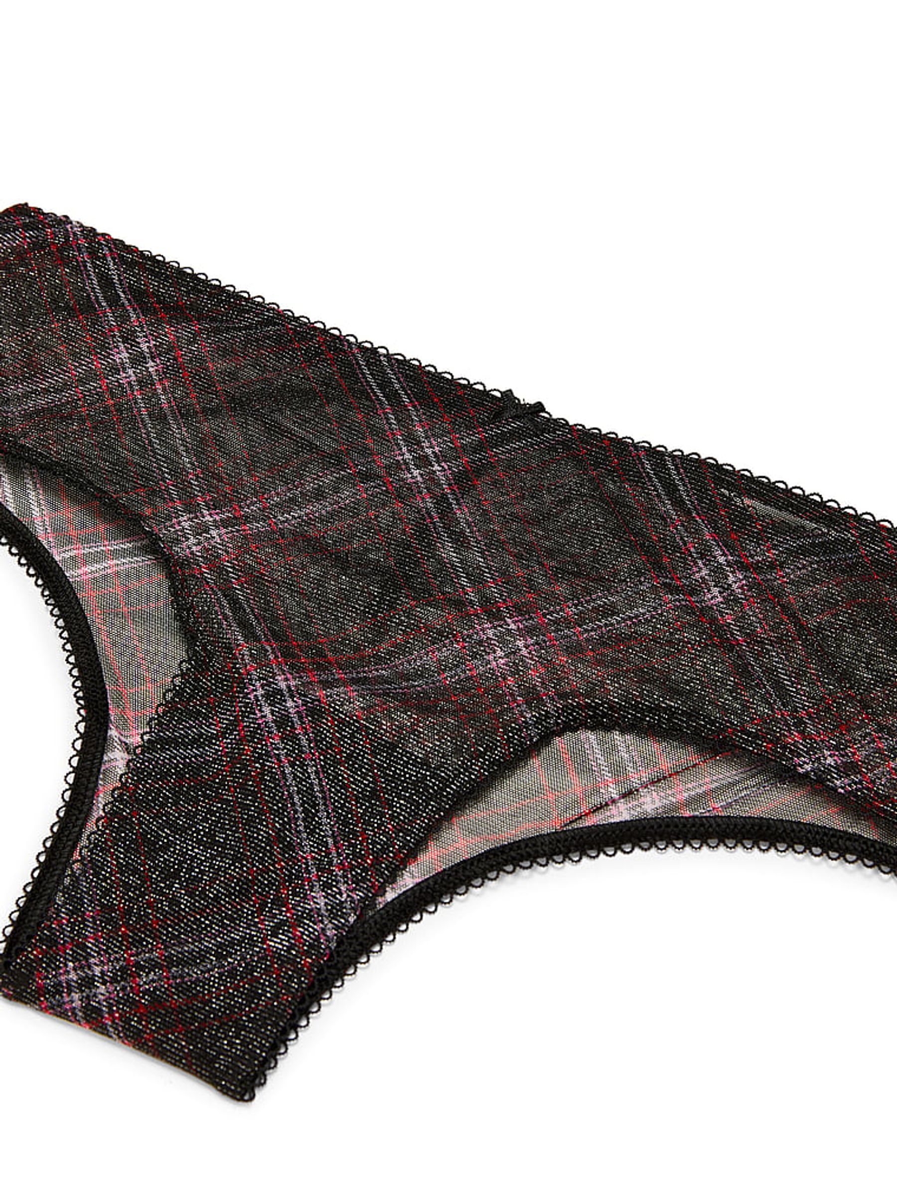 Black Cheeky Shimmer Mesh Tartan Knickers - Image 3 of 3