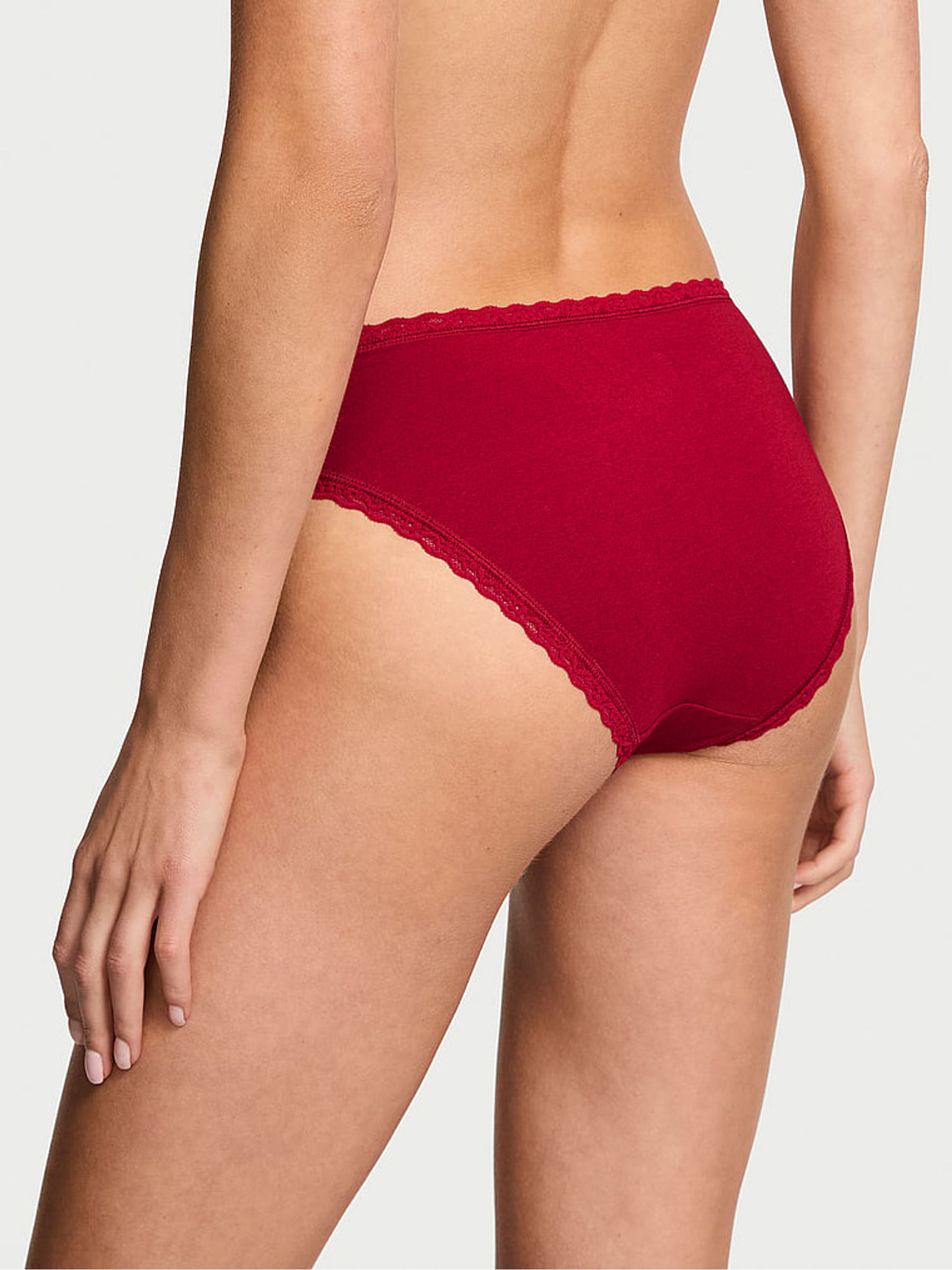 Red Christmas Mistletoe Bikini Cotton Lace Trim Knickers - Image 2 of 2