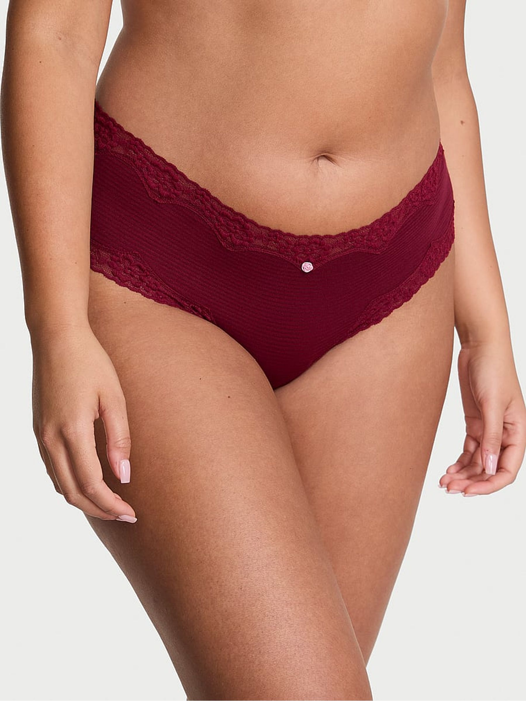 Sangria Red Cheeky Lace Waist Knickers - Image 1 of 2 Sangria Red Cheeky Lace Waist Knickers - Image 1 of 2