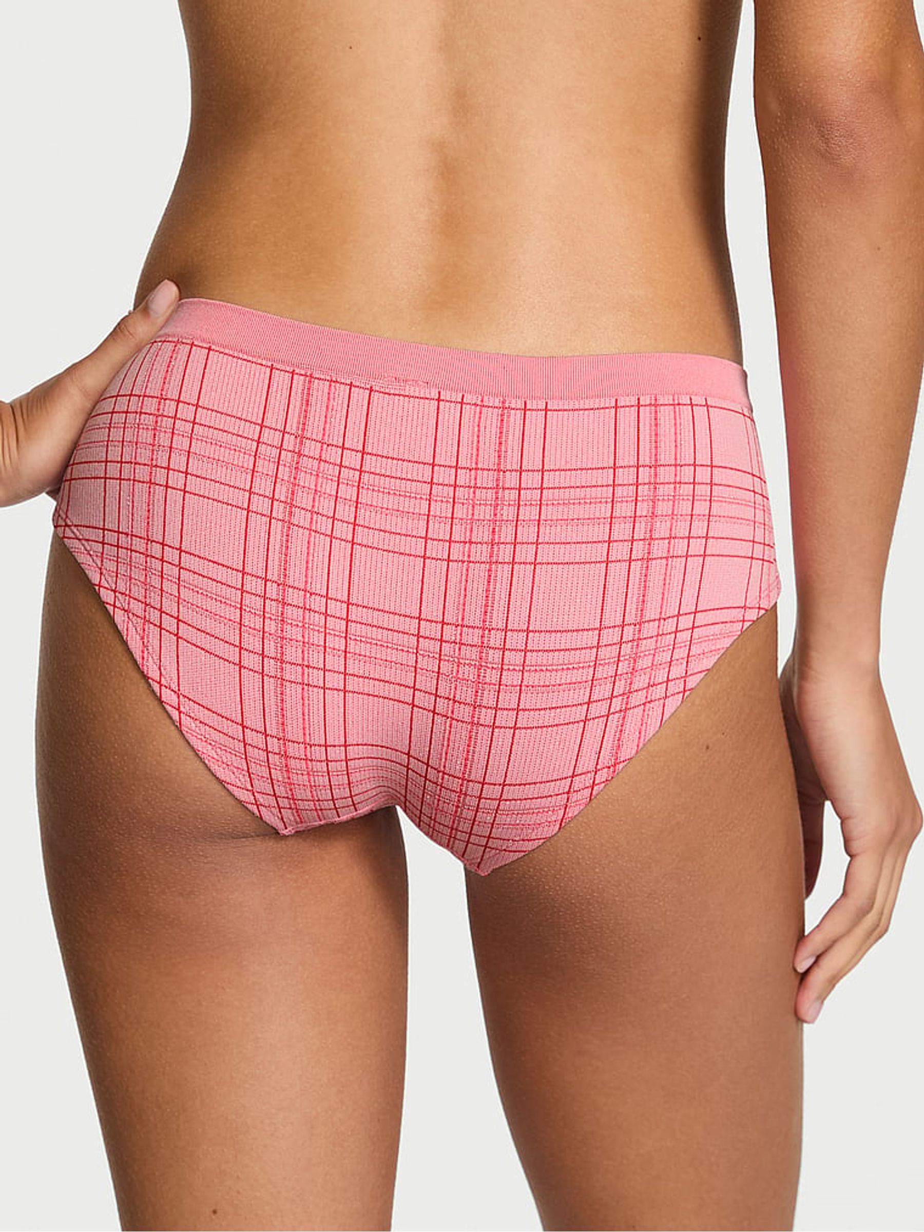 Pretty Blossom Pink Tartan Hipster Shimmer Knickers - Image 2 of 2 Pretty Blossom Pink Tartan Hipster Shimmer Knickers - Image 2 of 2