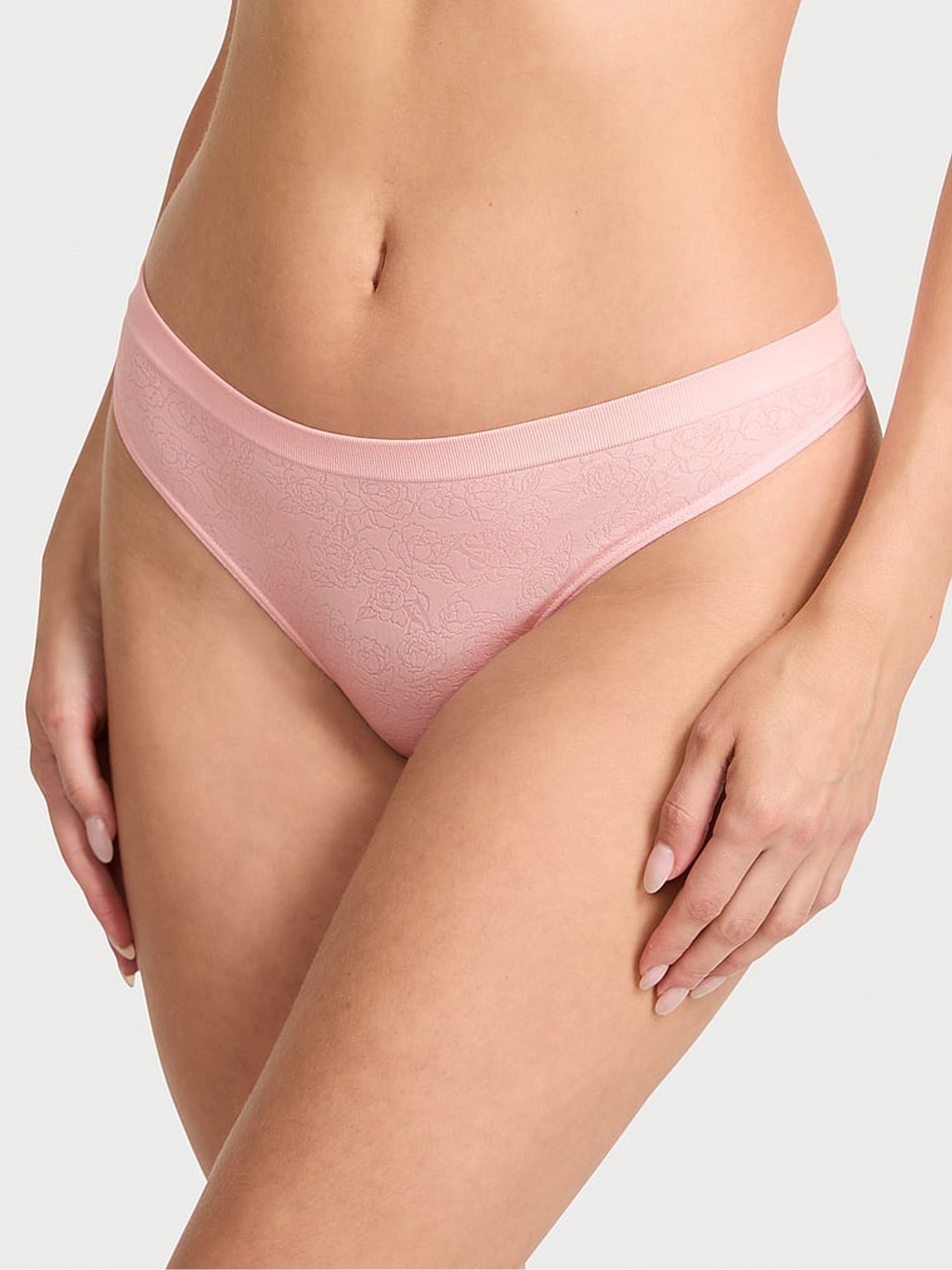 Angel Pink Sketch Floral Thong Knickers - Image 1 of 3