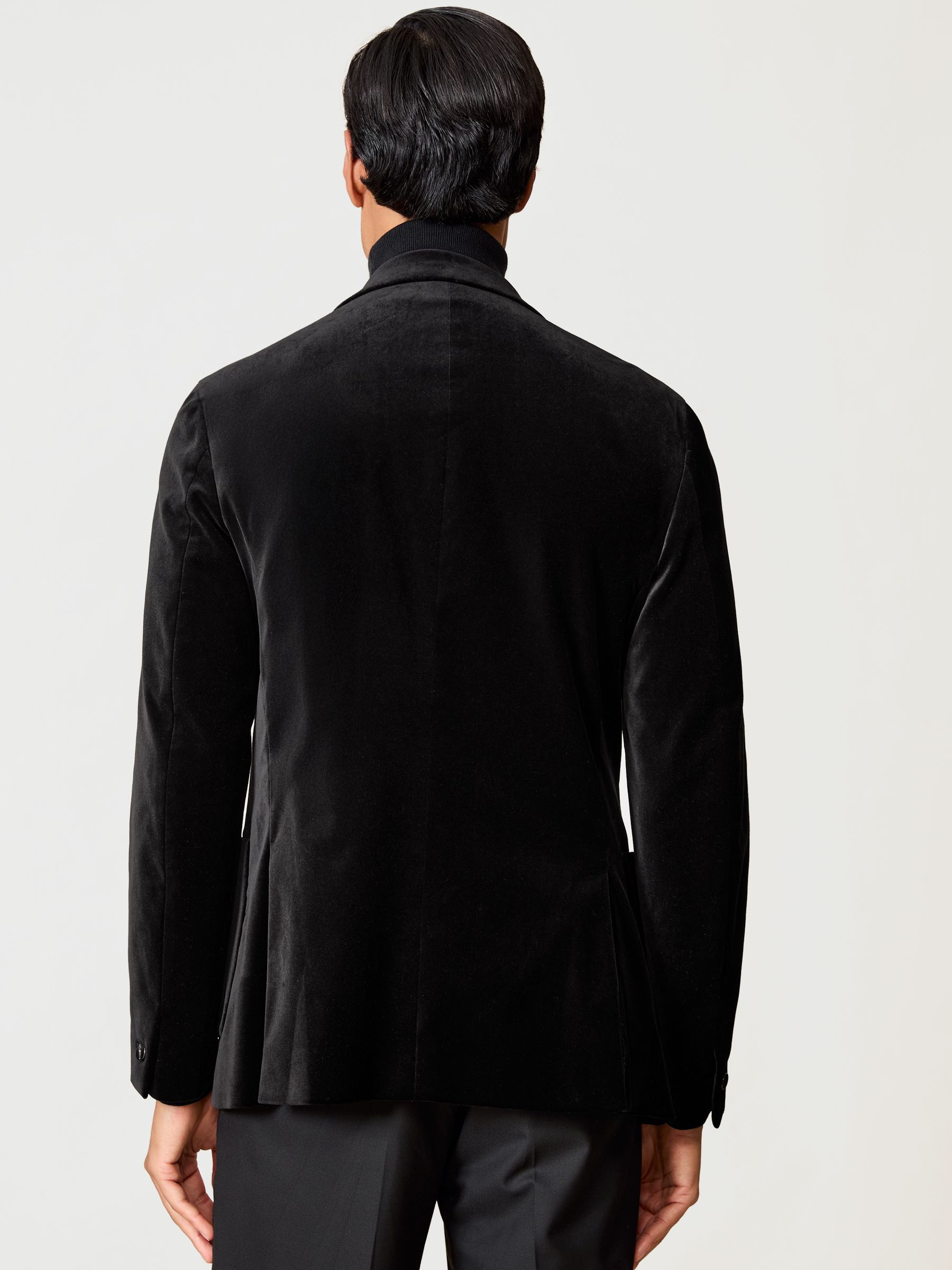 Double-Breasted Velvet Blazer Tailored-Fit in Black - Image 7 of 10