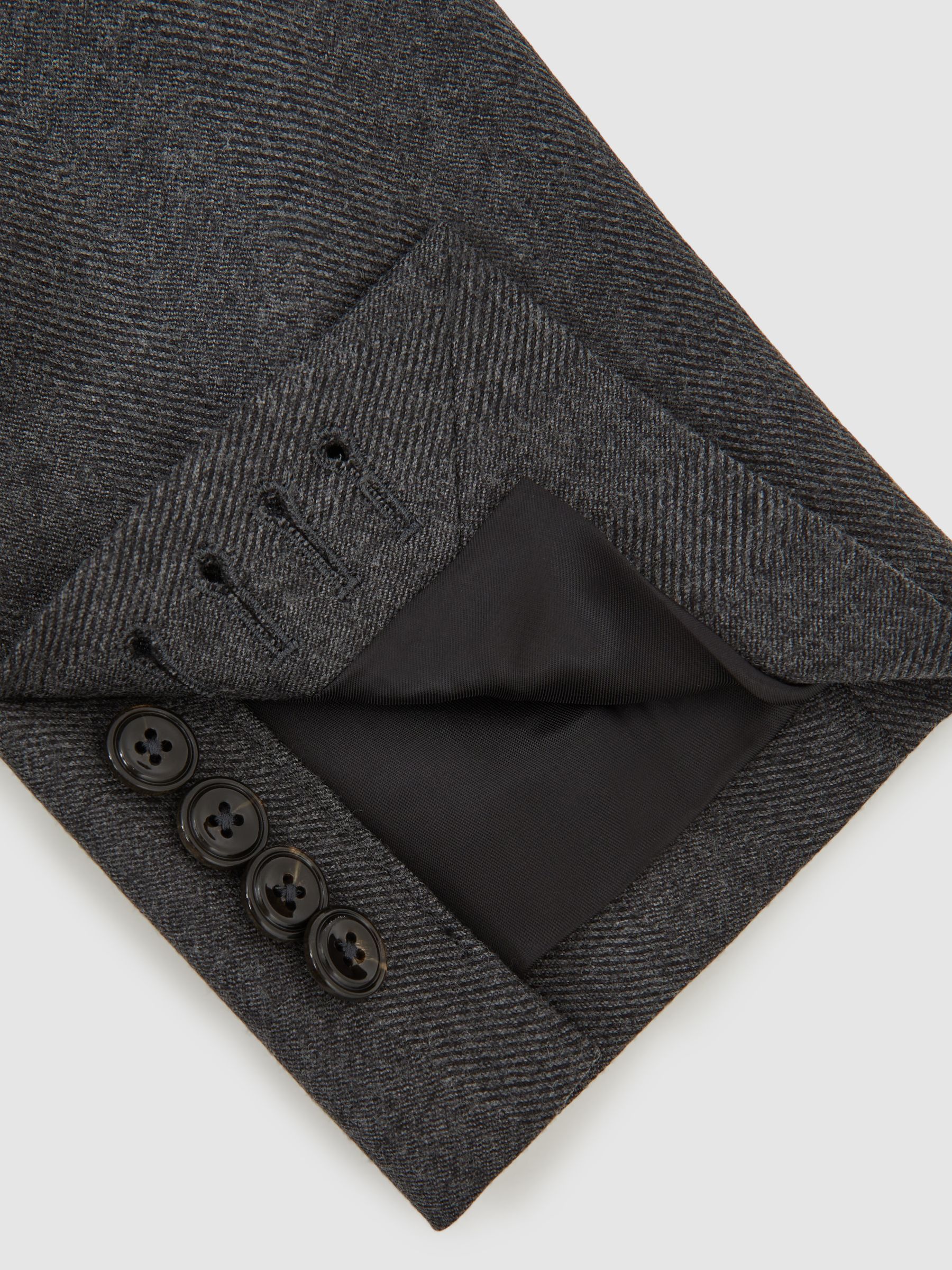 Wool Flannel Single-Breasted Blazer Classic-Fit in Charcoal Grey - image 4