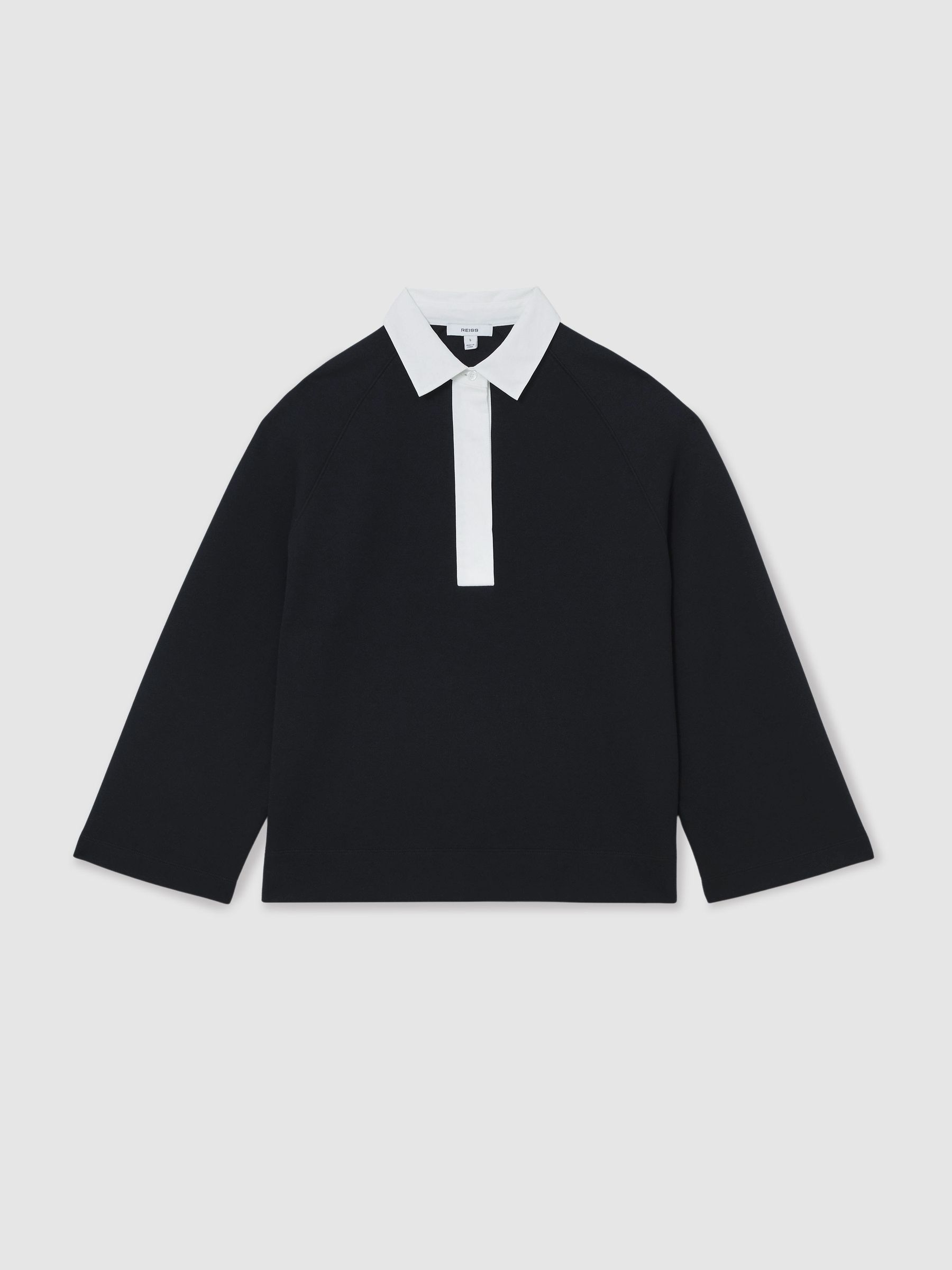 Interlock Contrast-Collar Sweatshirt in Black/White - image 1