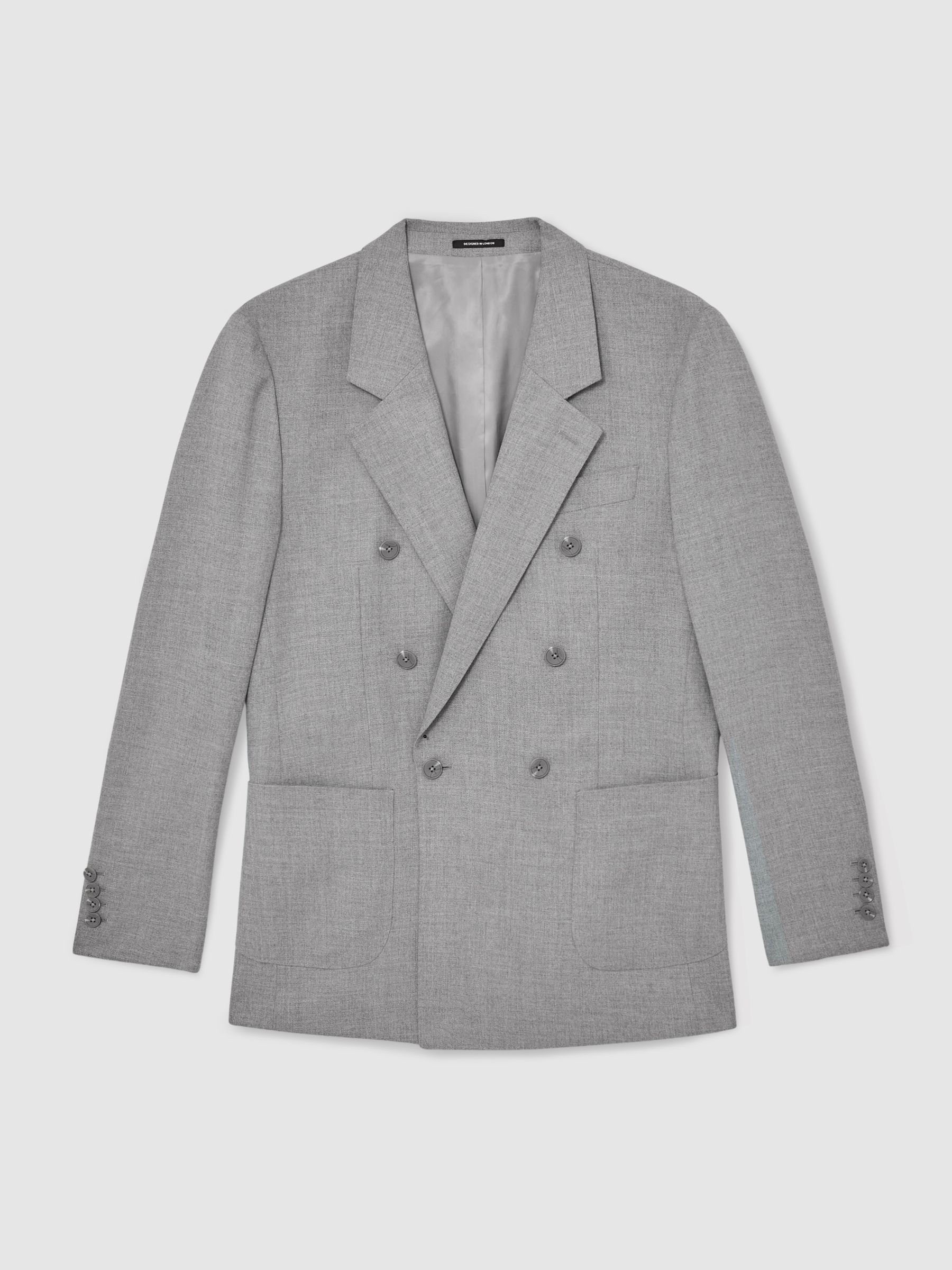 Tailored-Fit Double-Breasted Blazer in Soft Grey - image 1