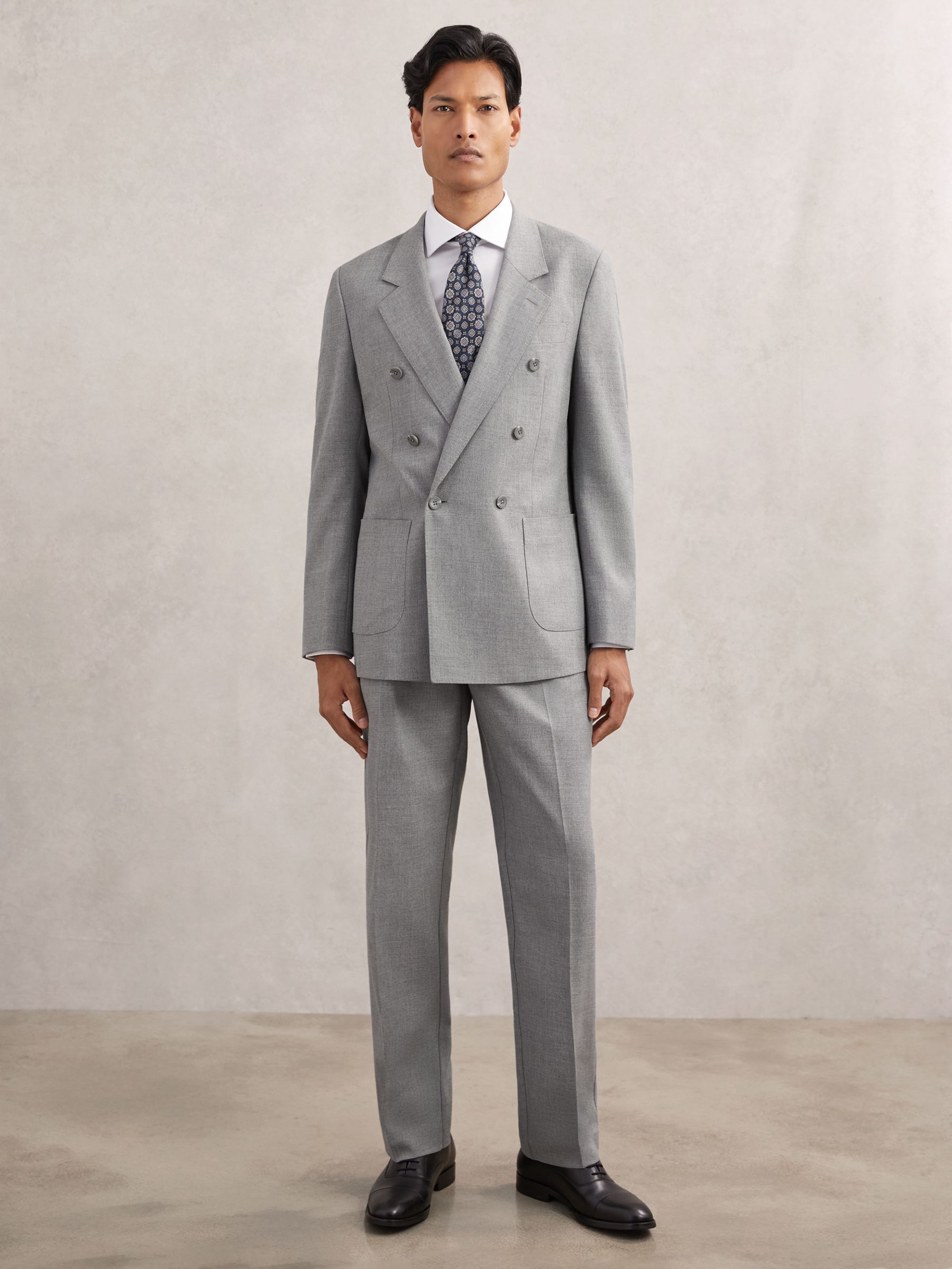 Tailored-Fit Double-Breasted Blazer in Soft Grey - Image 3 of 8