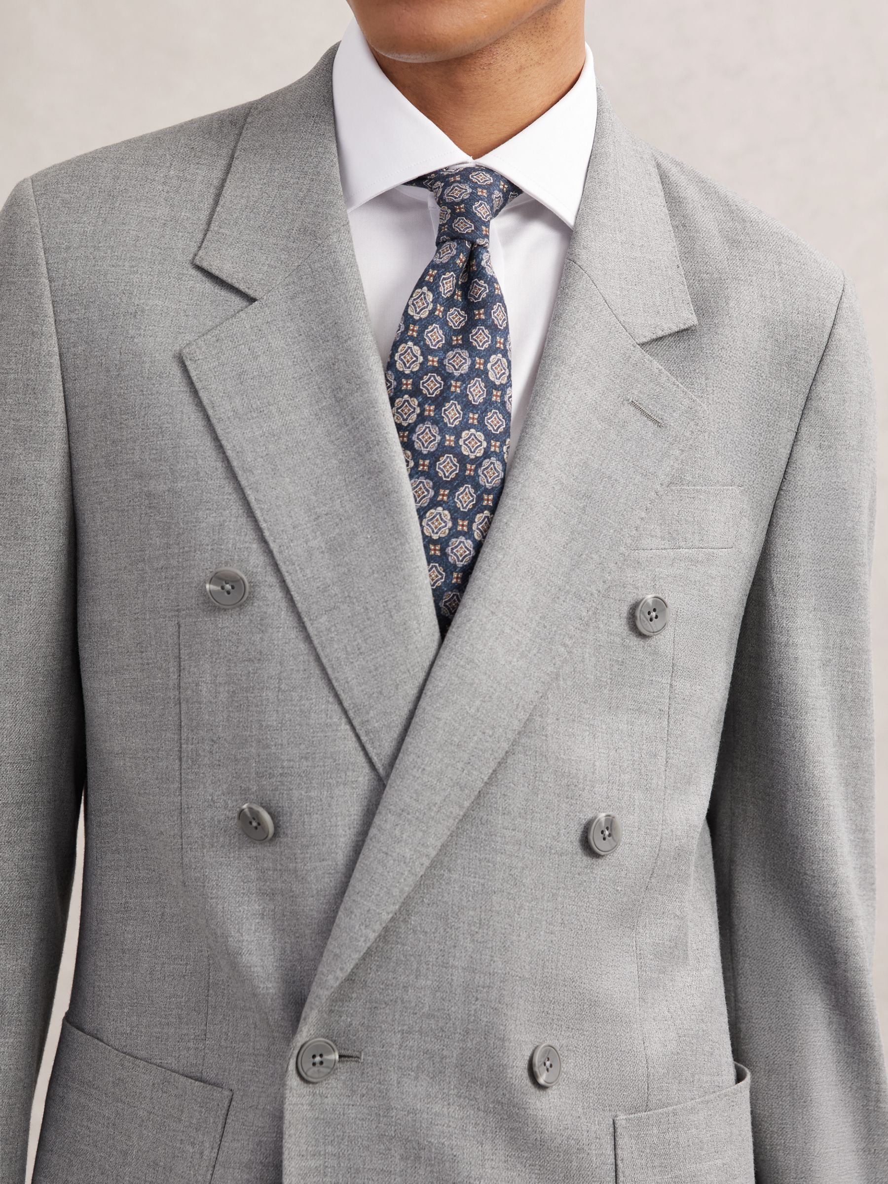 Tailored-Fit Double-Breasted Blazer in Soft Grey - Image 4 of 8