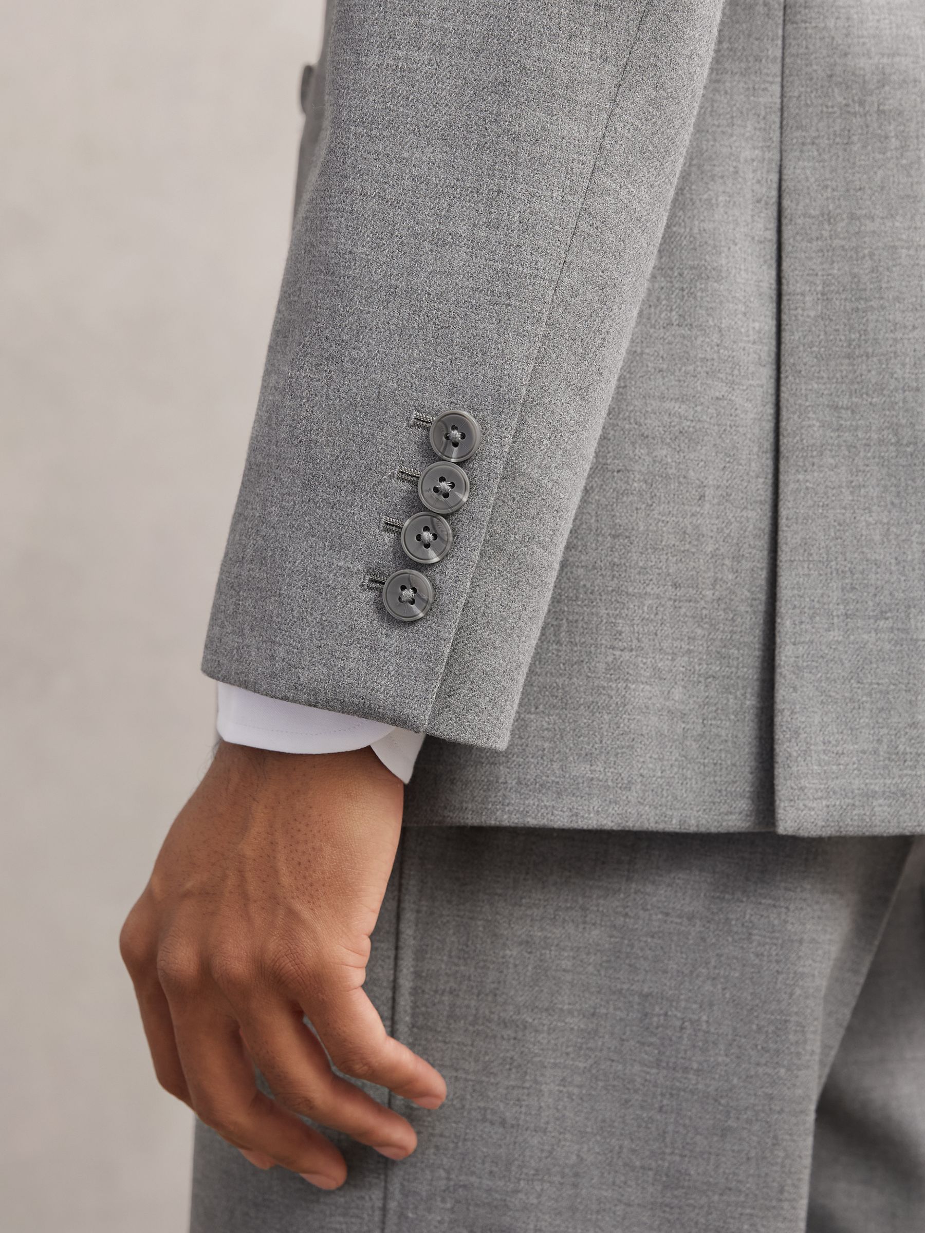 Tailored-Fit Double-Breasted Blazer in Soft Grey - Image 5 of 8