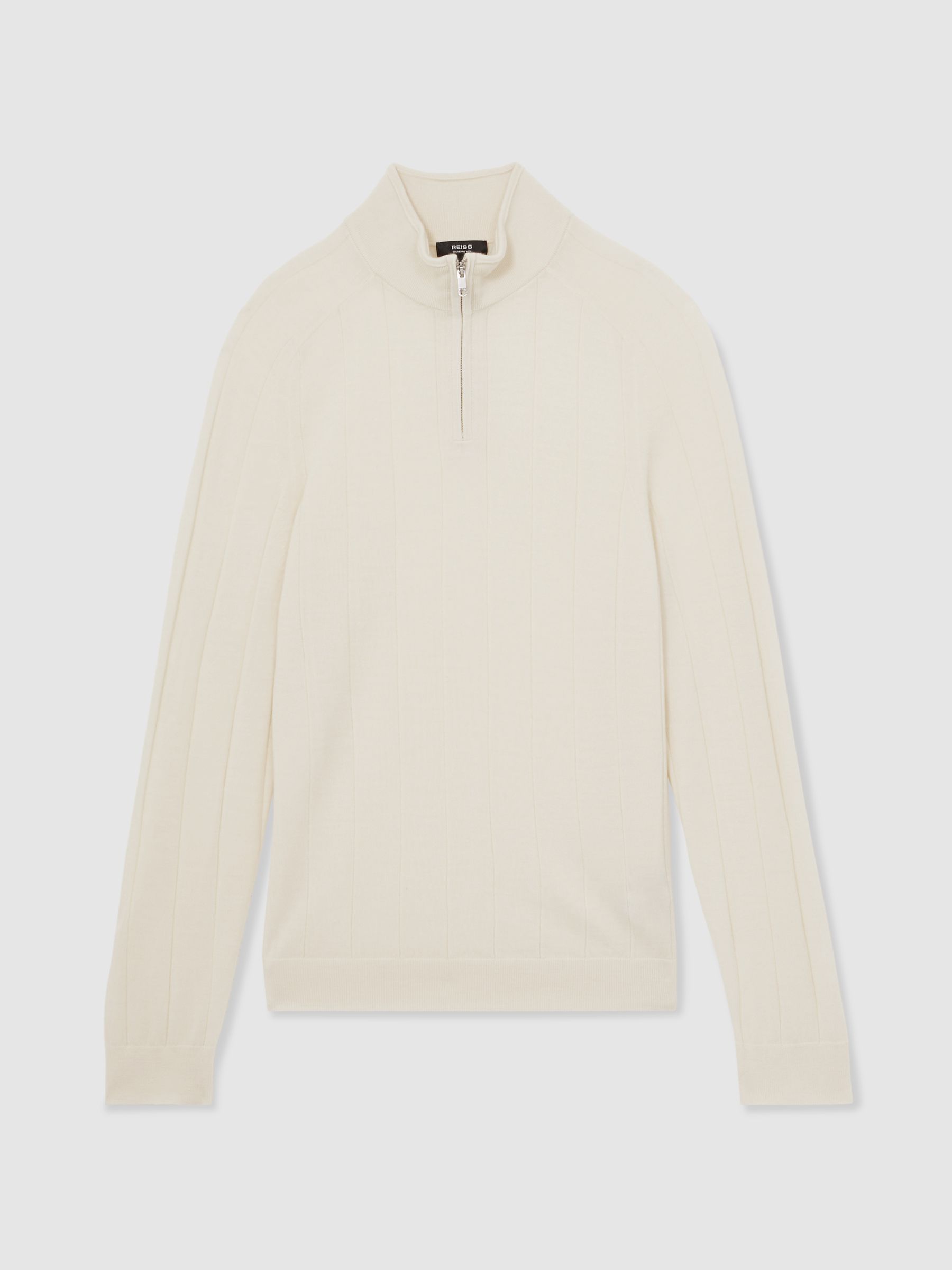 Merino Wool Wide-Rib Half-Zip Jumper in Bianco - Image 2 of 7