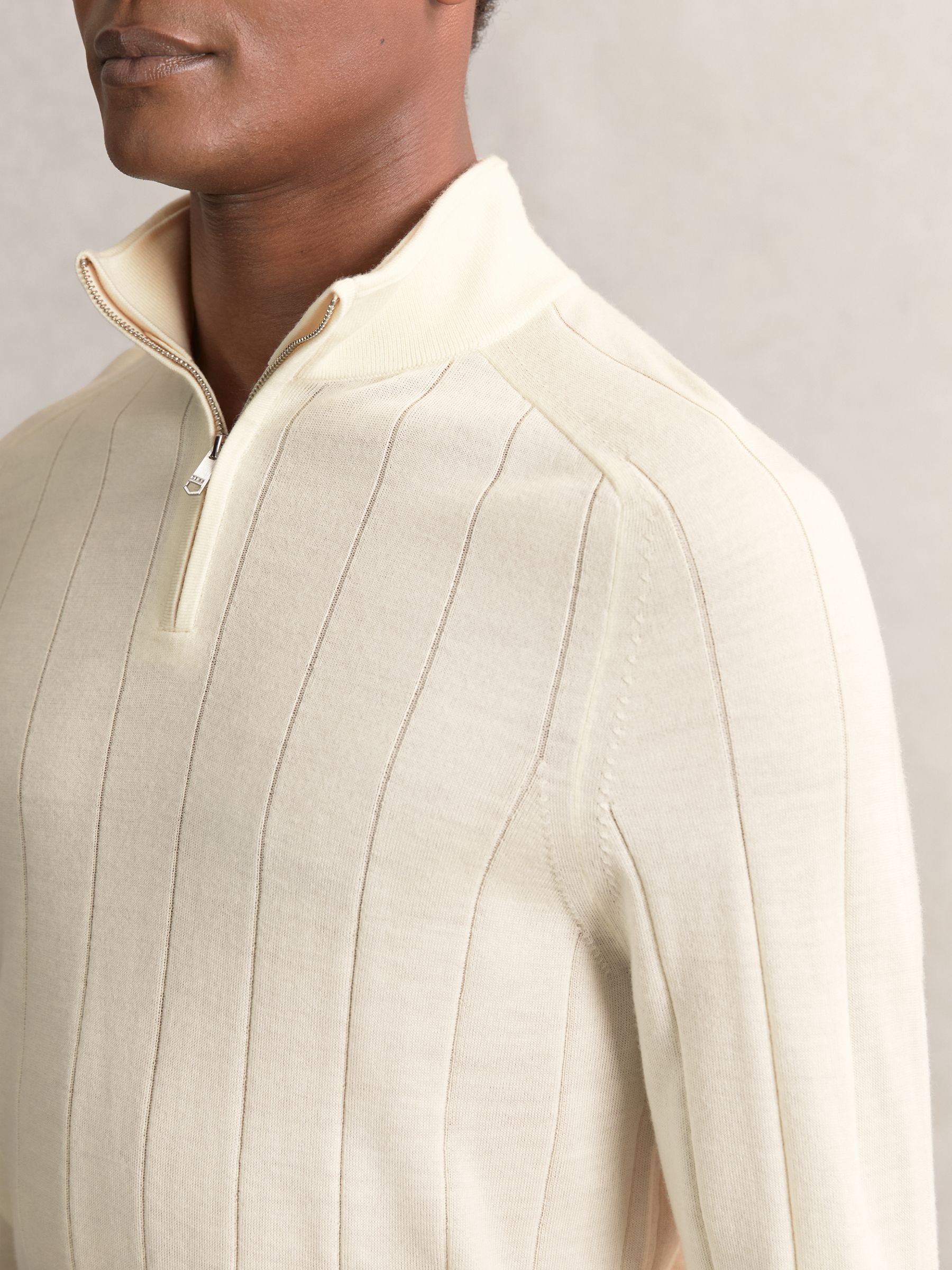 Merino Wool Wide-Rib Half-Zip Jumper in Bianco - Image 3 of 7