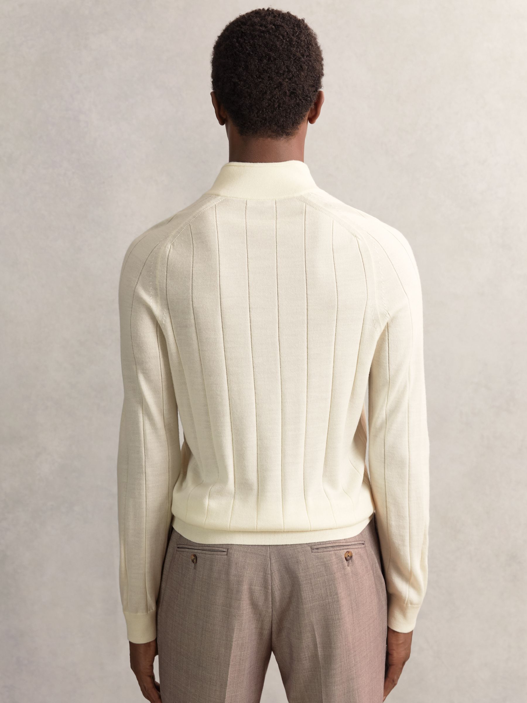 Wool Wide-Rib Half-Zip Jumper in Bianco - image 3
