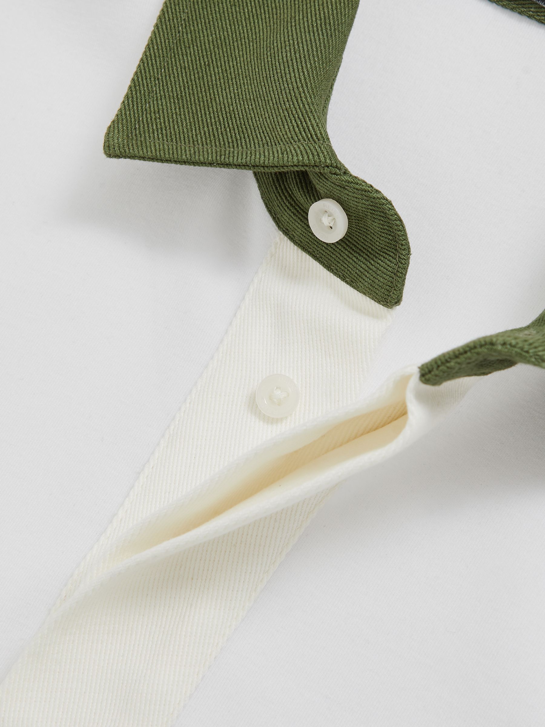 Cotton Colourblock Rugby Shirt in White/Green - Image 6 of 6