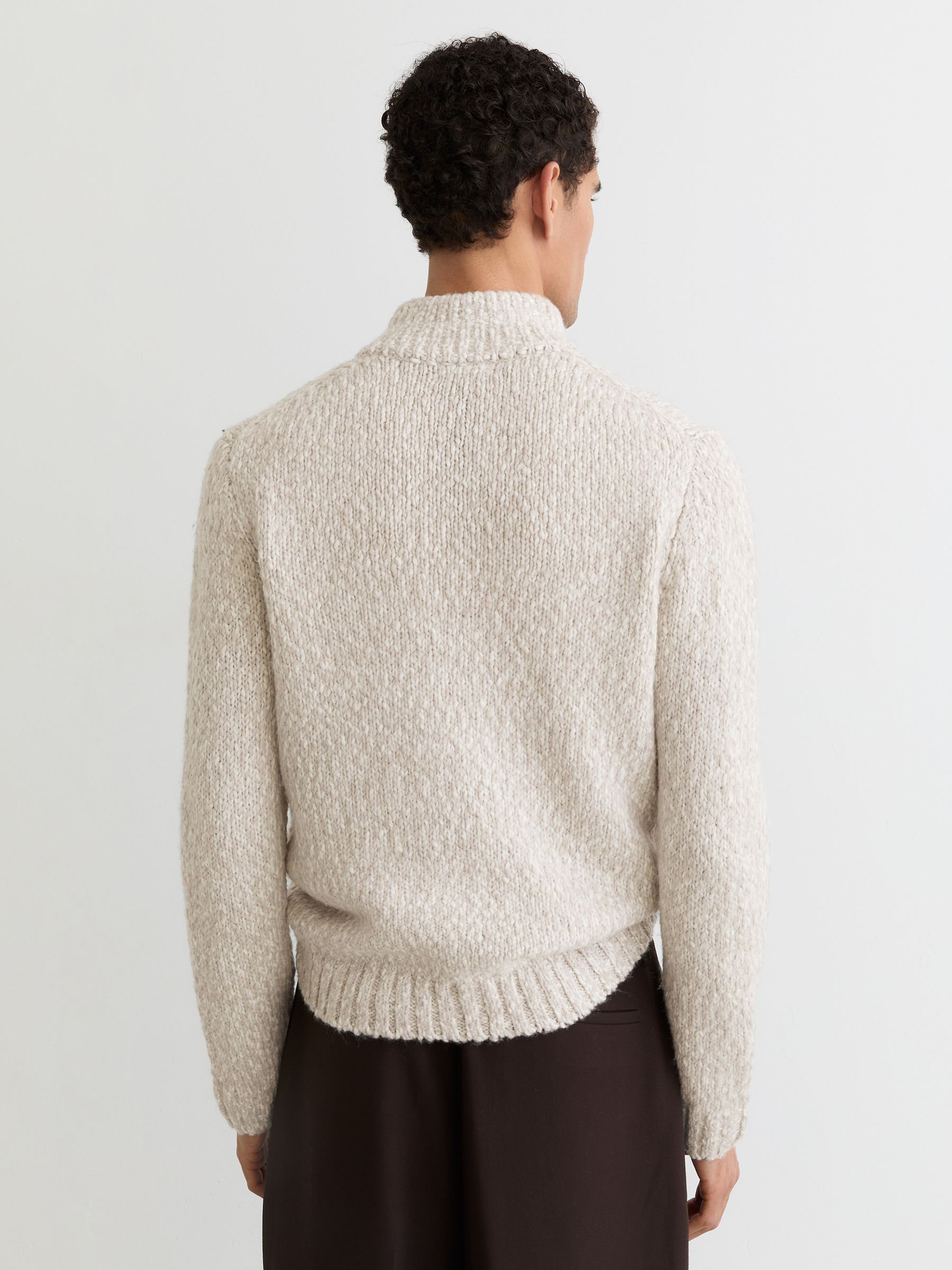 Marled Half-Zip Knitted Jumper with Wool in Grey Marl - image 5