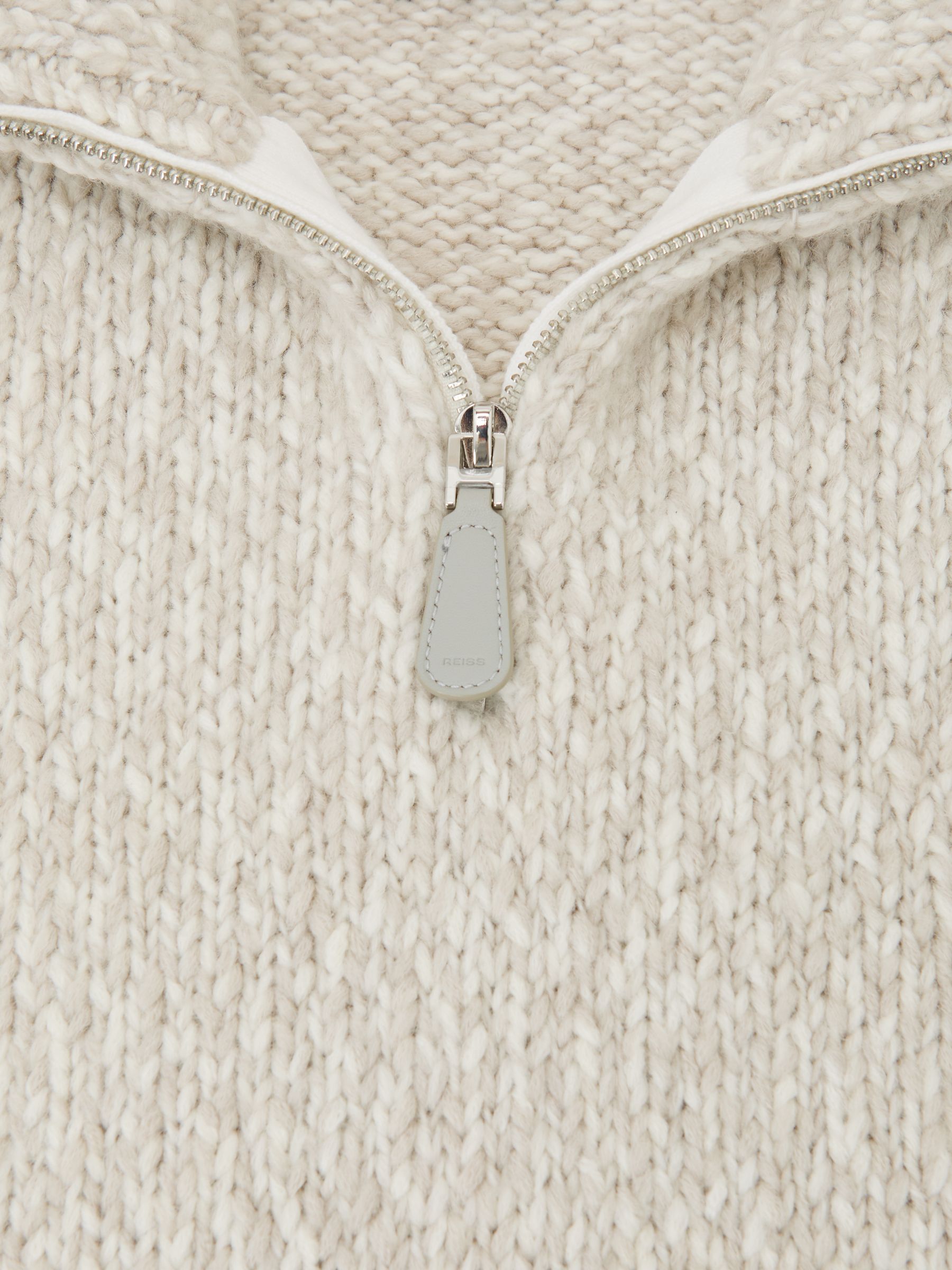 Marled Half-Zip Knitted Jumper with Wool in Grey Marl - image 3