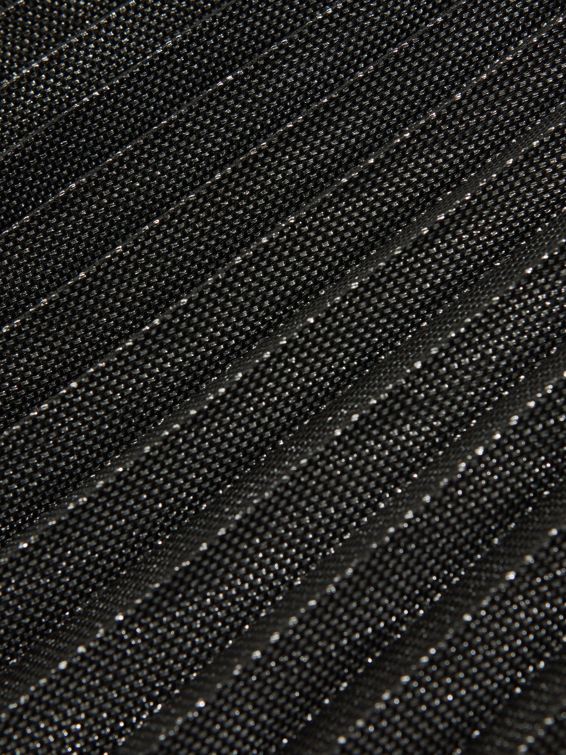 Metallic Pleated Midi Skirt in Charcoal Grey - image 3