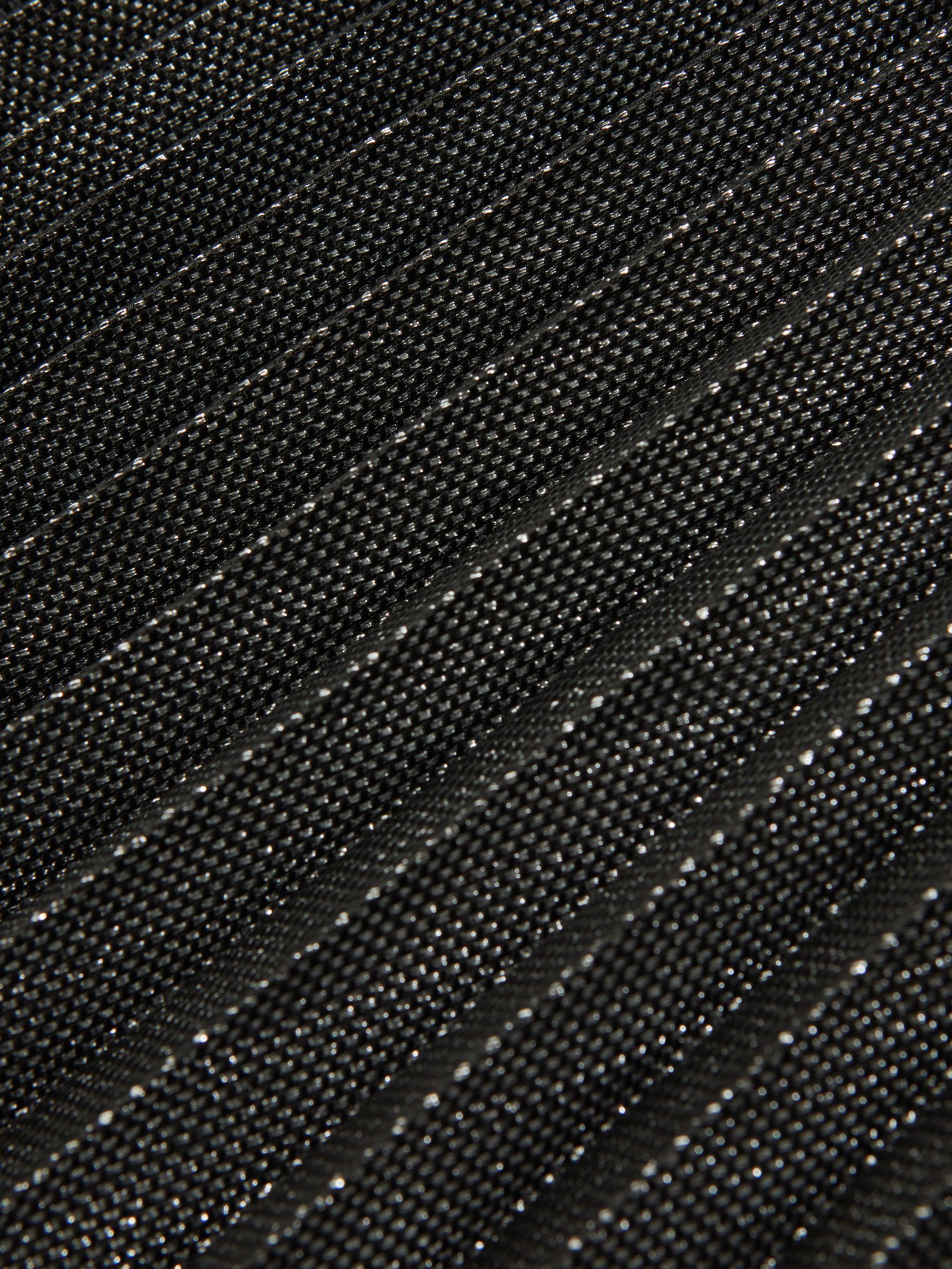 Metallic Pleated Midi Skirt in Charcoal Grey - Image 6 of 6