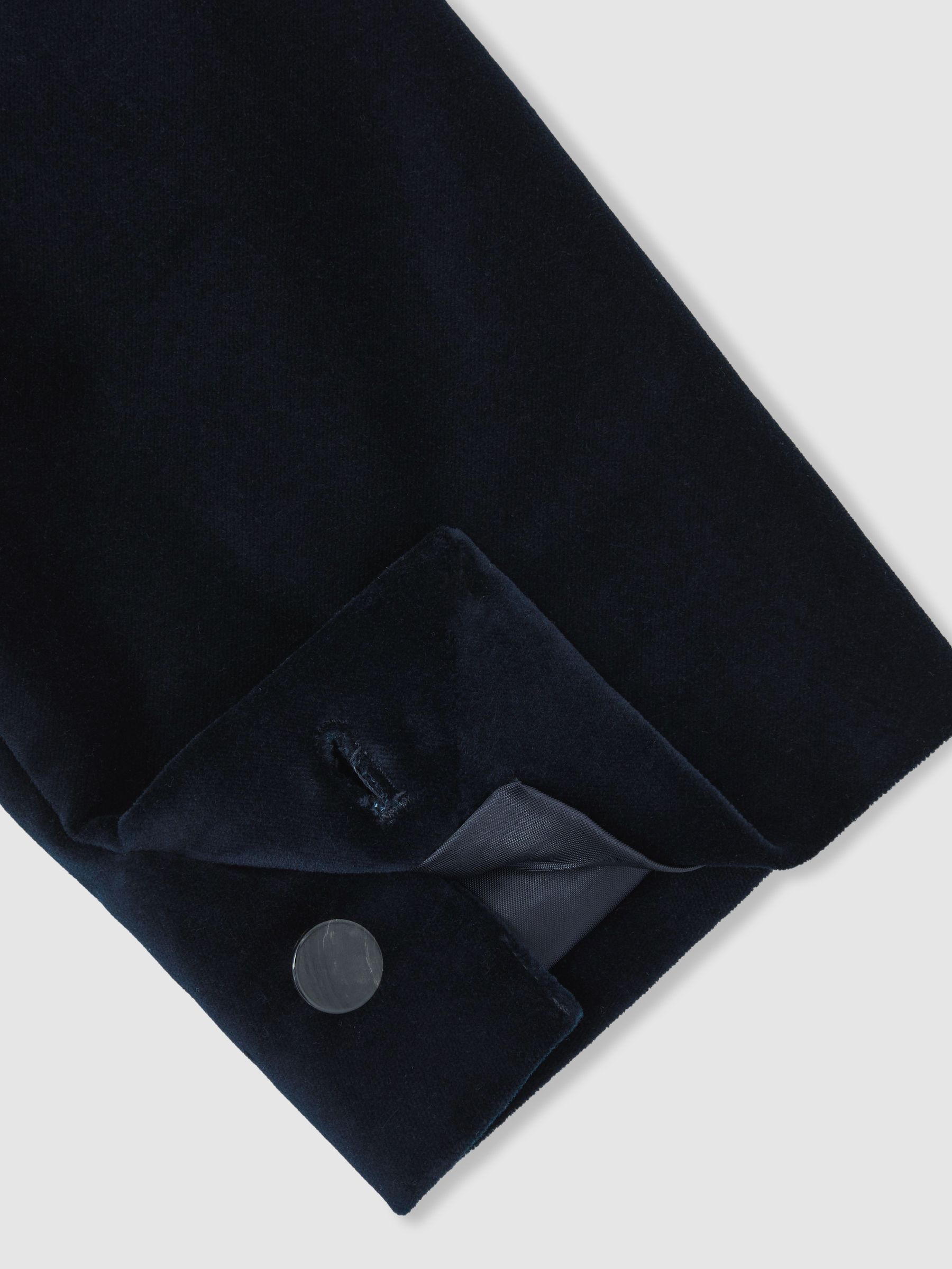Double-Breasted Velvet Blazer Tailored-Fit in Navy - Image 6 of 7