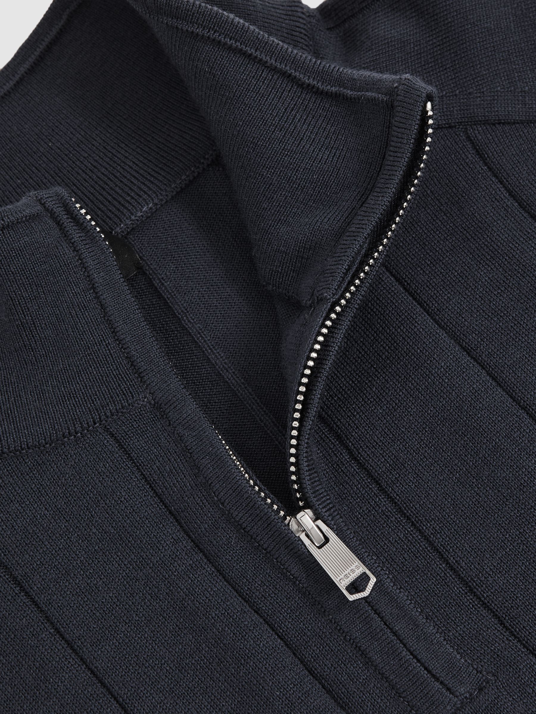 Merino Wool Wide-Rib Half-Zip Jumper in Airforce Blue - Image 6 of 6