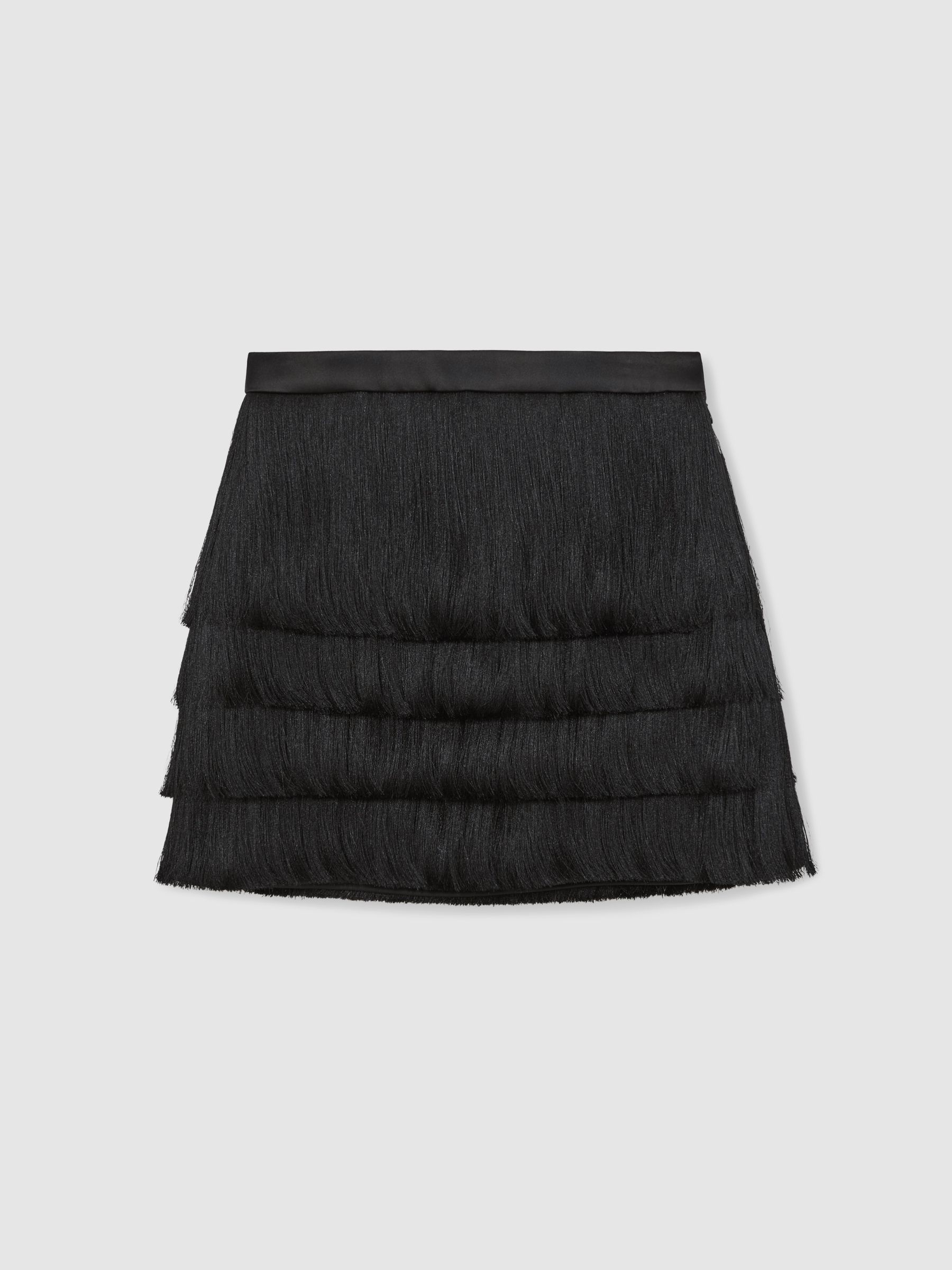 Fringe Mini Skirt in Black - Image 2 of 5