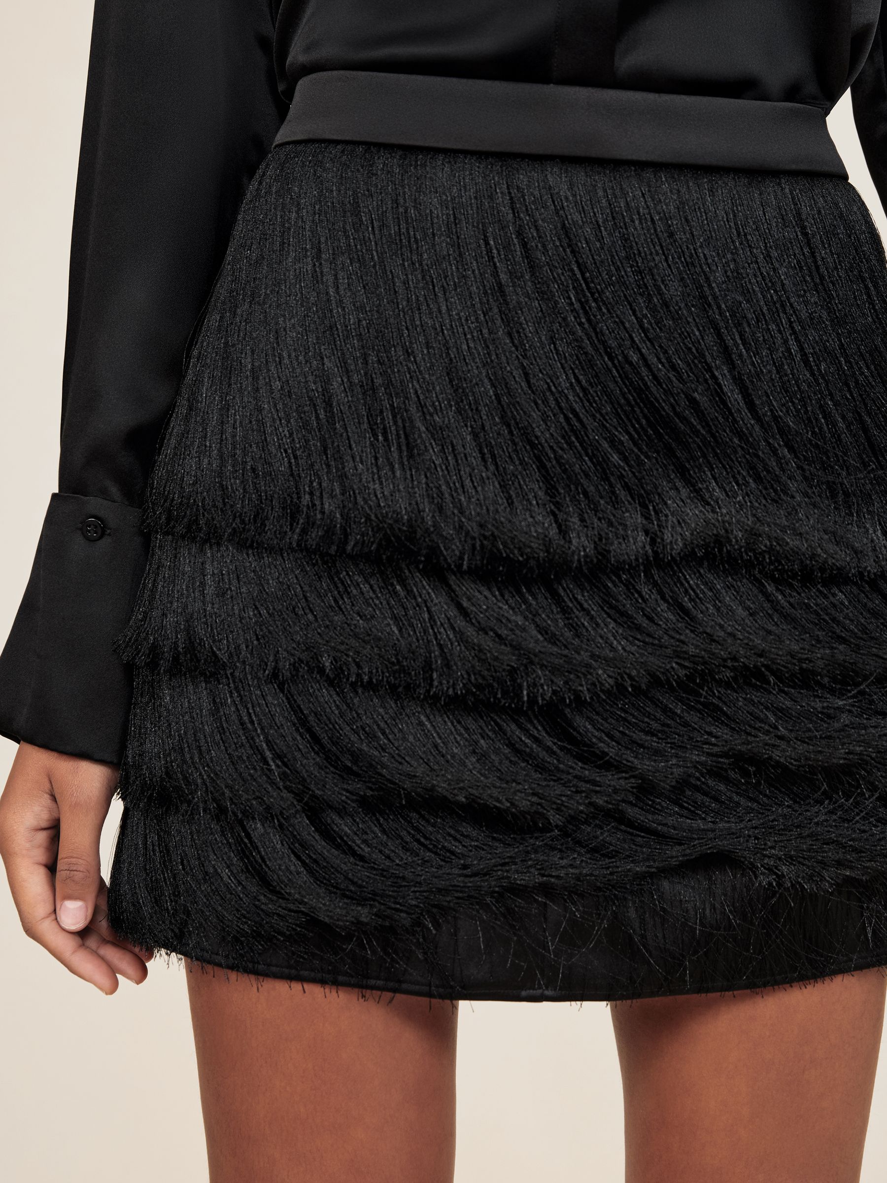 Fringe Mini Skirt in Black - image 4