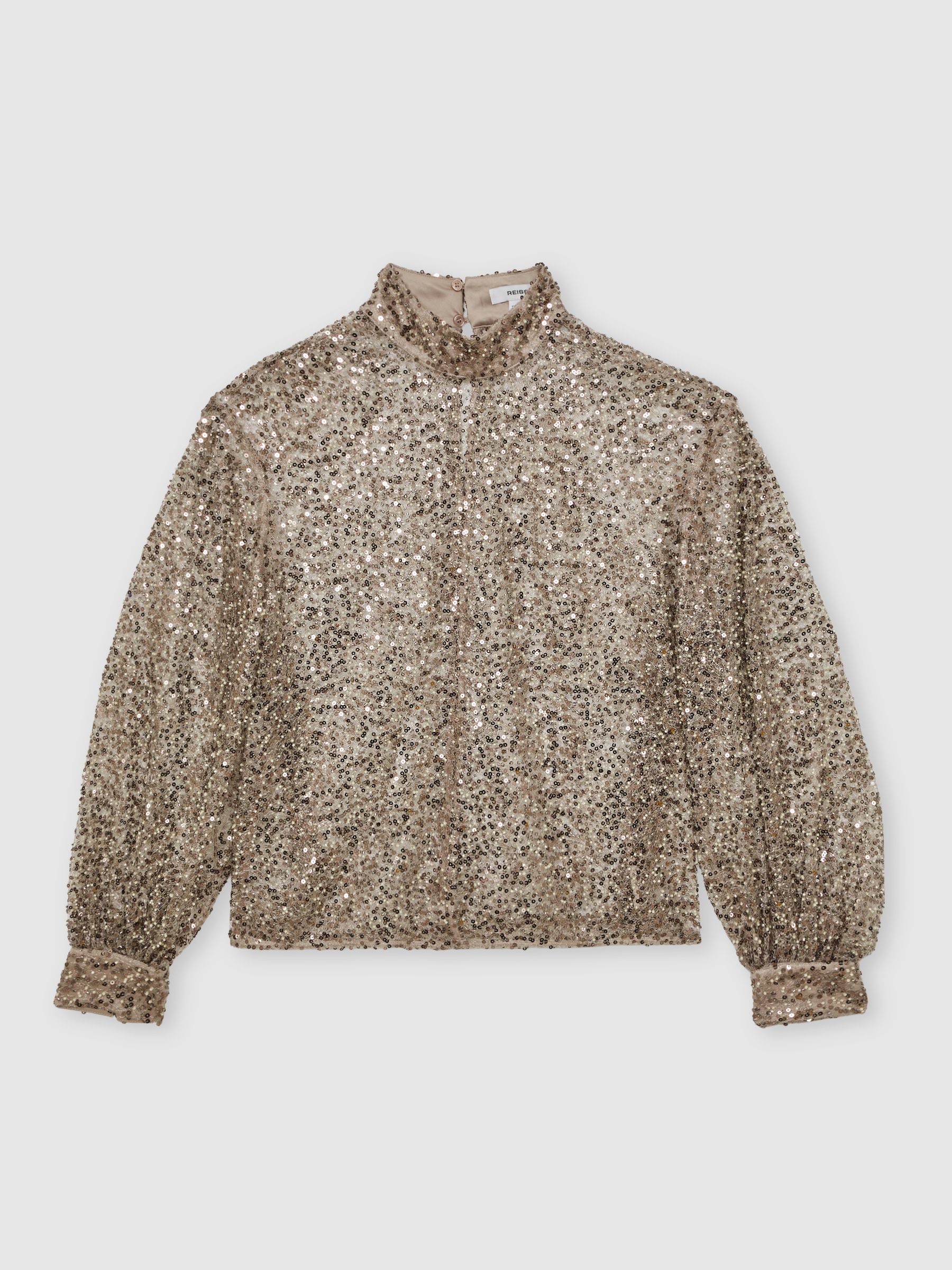 High-Neck Embellished Top in Silver - Image 2 of 7