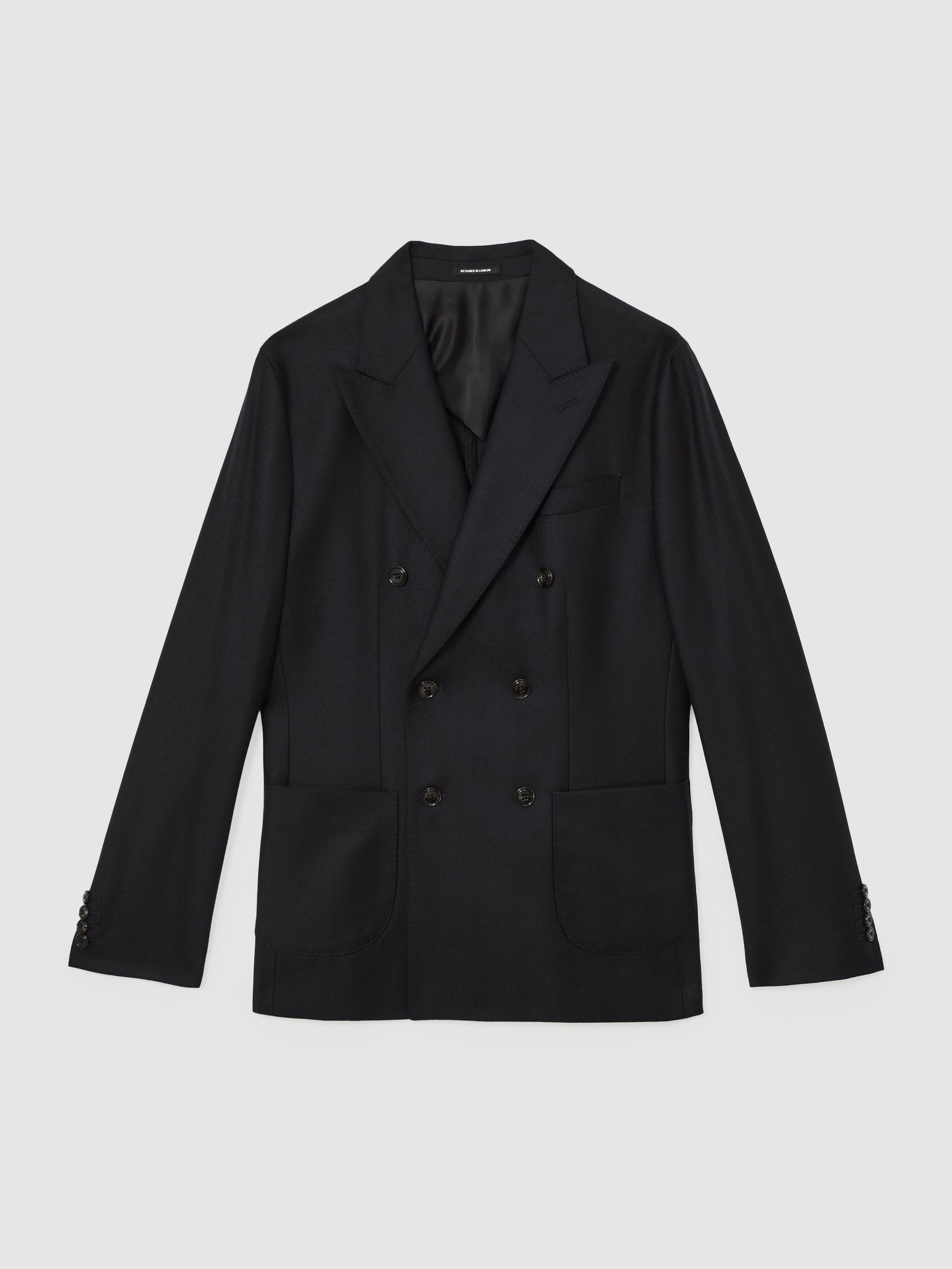 Wool-Flannel Double-Breasted Tailored-Fit Blazer in Navy - image 1