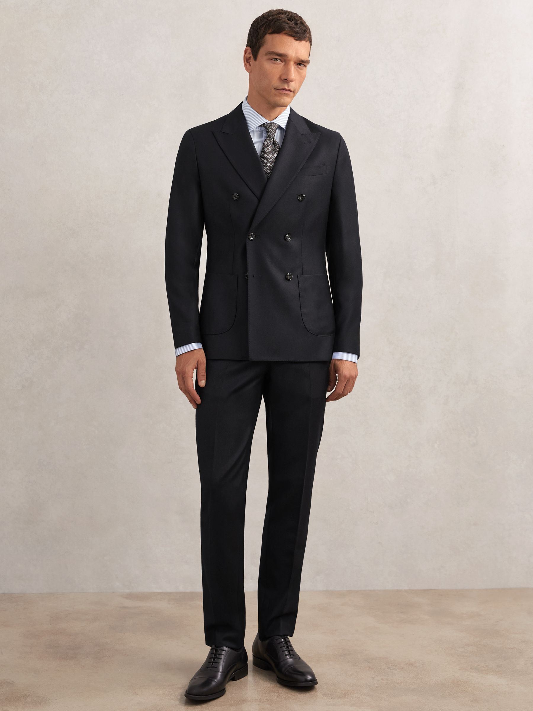 Wool-Flannel Double-Breasted Tailored-Fit Blazer in Navy - image 5