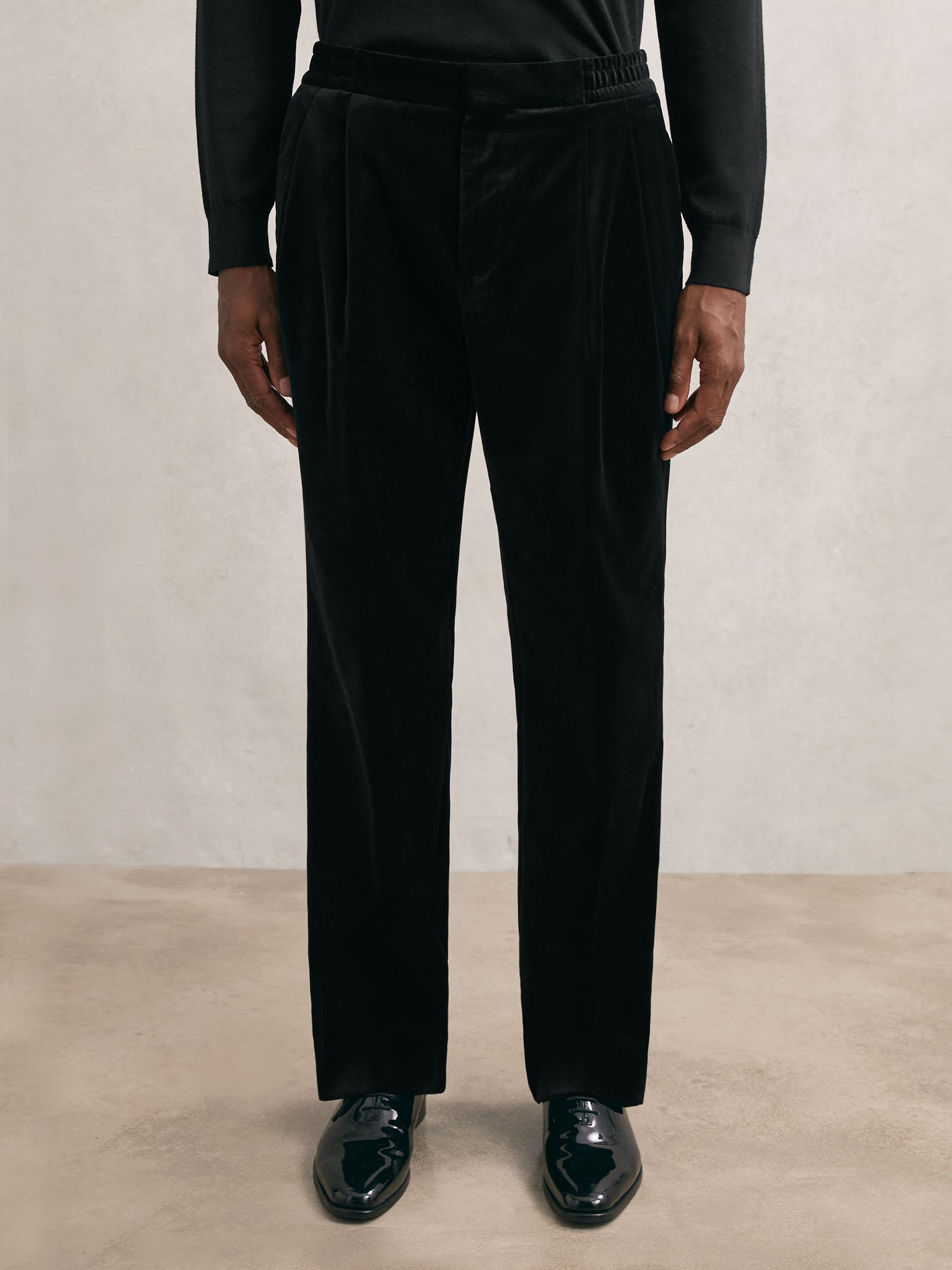 Wide-Leg Velvet Trousers in Black - image 5