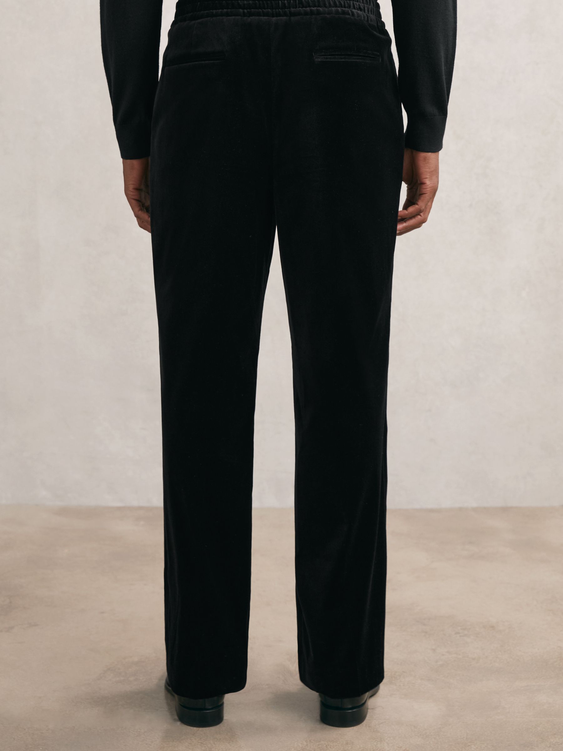 Wide-Leg Velvet Trousers in Black - image 4
