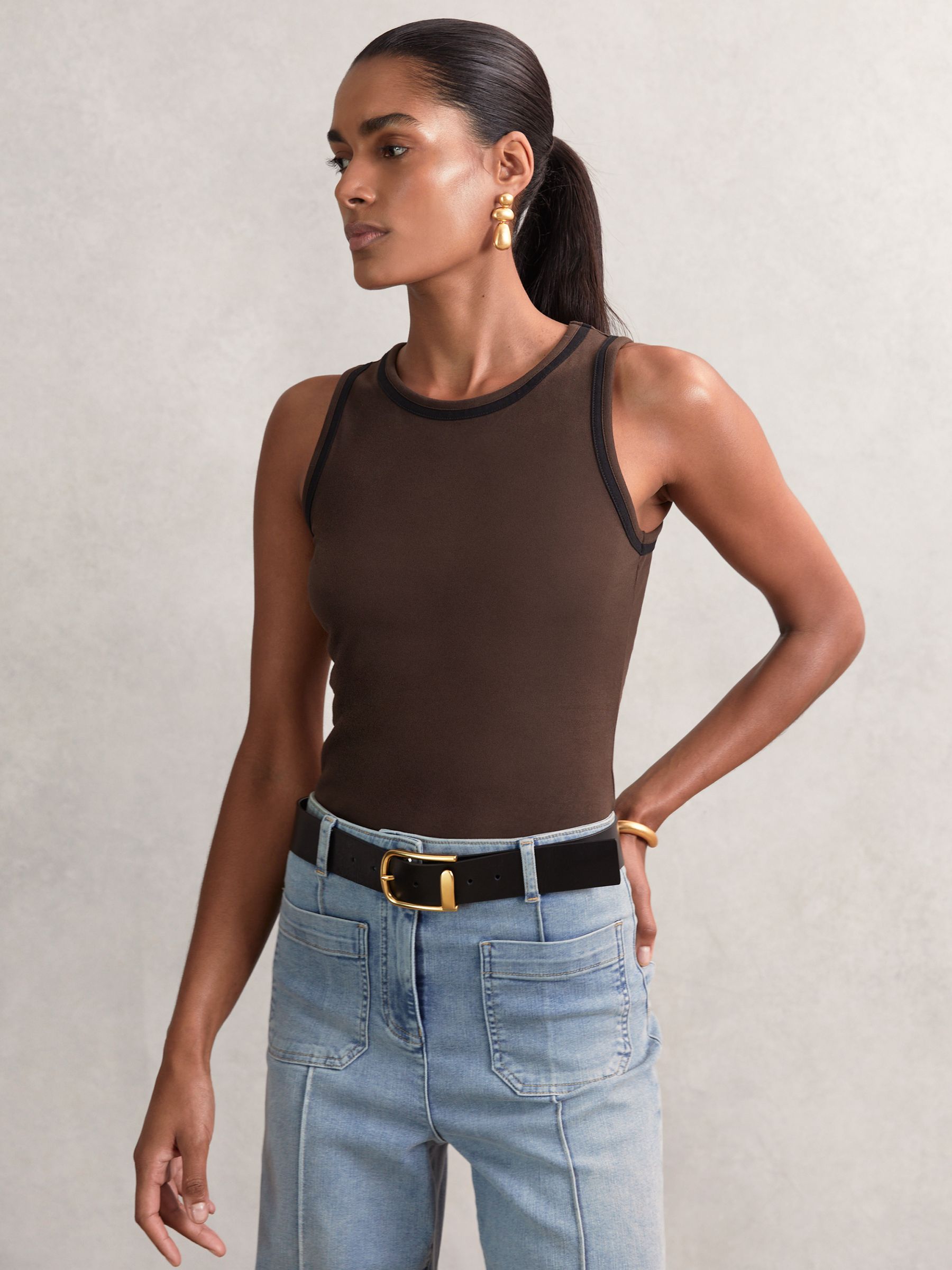 【海外限定】REISSスカート☆Missa Leather Snakeskin-Effect Pe Reiss Leather Snakeskin-Effect Pencil Skirt in Neutral | REISS
