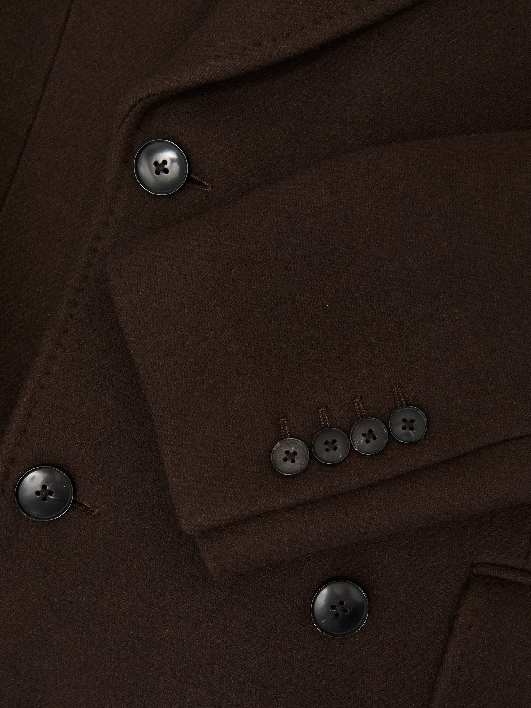 Wool-Blend Double-Breasted Overcoat in Chocolate Brown - Image 7 of 7