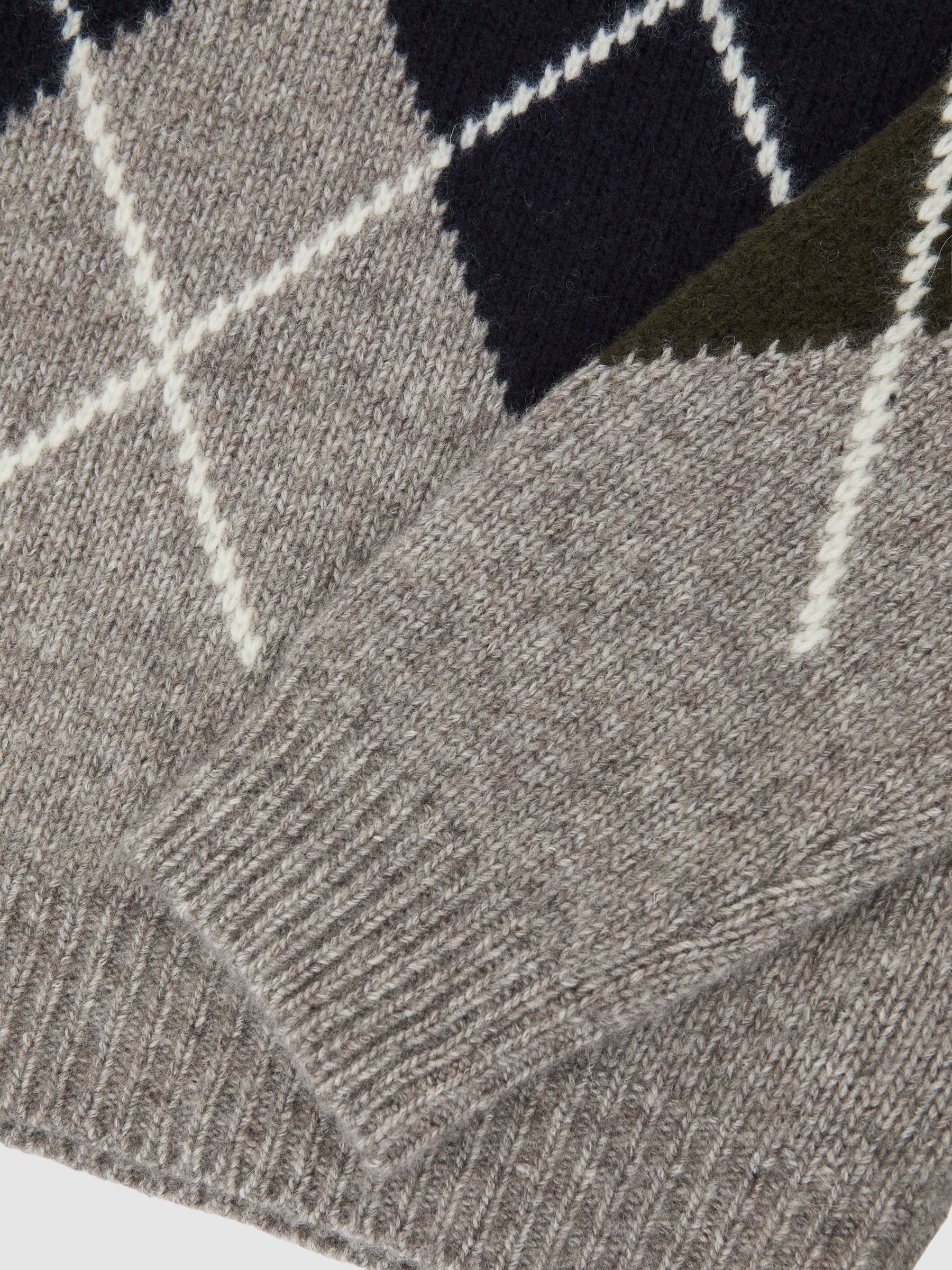 Wool-Blend Crew-Neck Argyle Jumper in Oatmeal - image 3