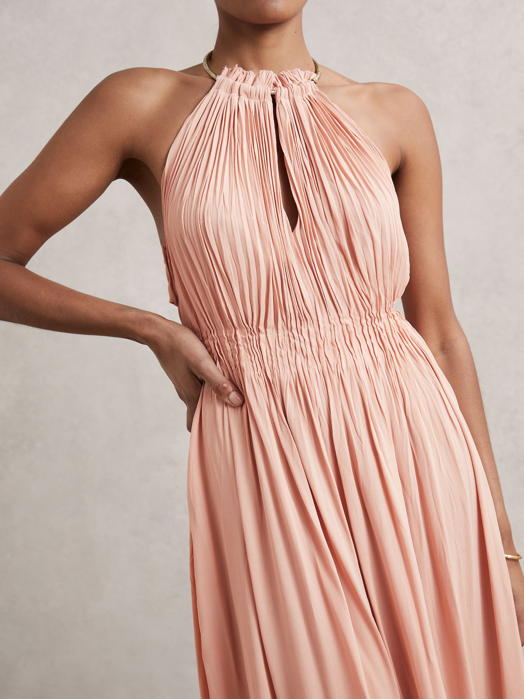 Ring-Detail Halterneck Maxi Dress in Pink - Image 4 of 6