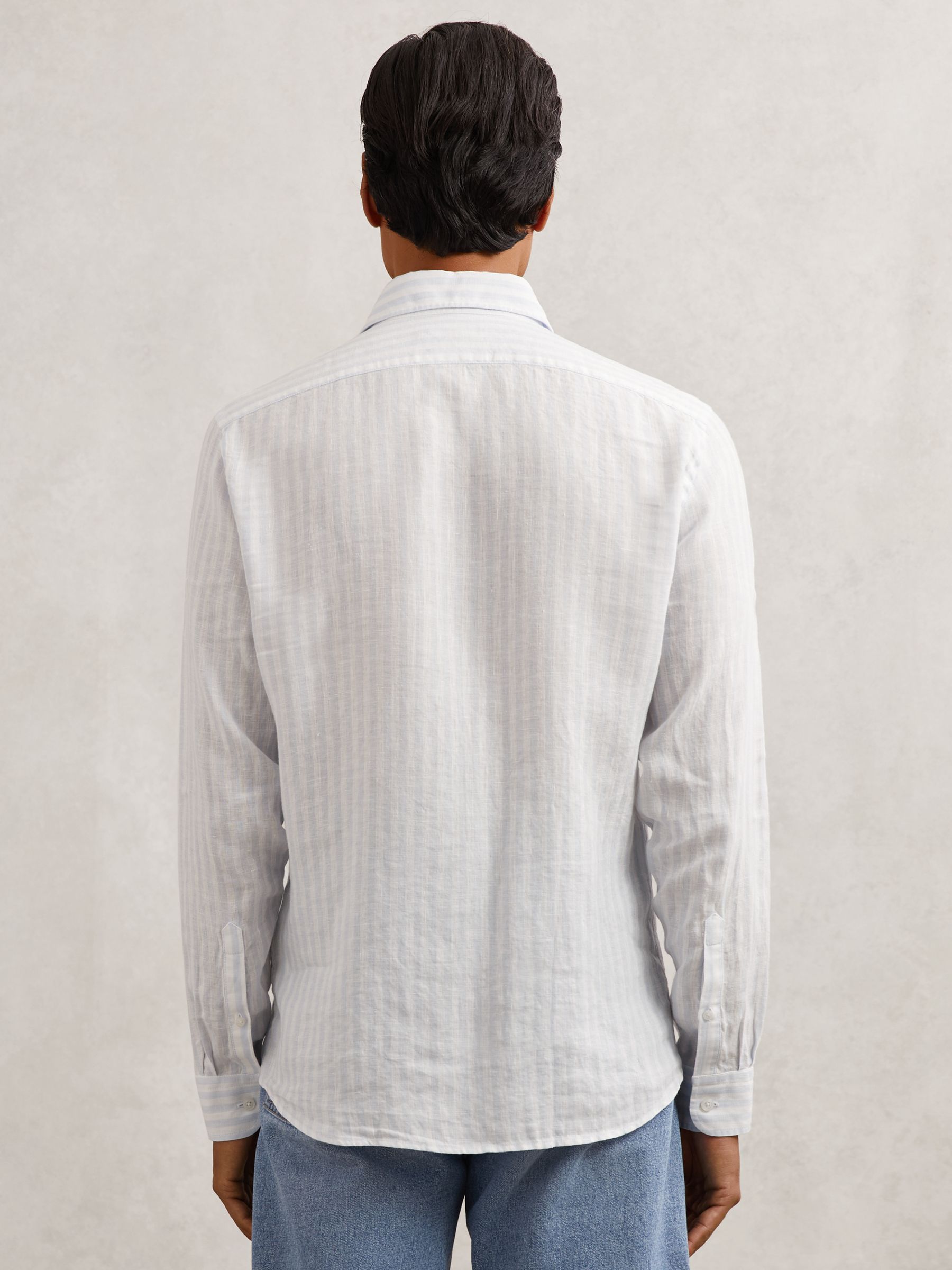 Linen Stripe Long-Sleeve Shirt in Pale Blue/White Stripe - image 4