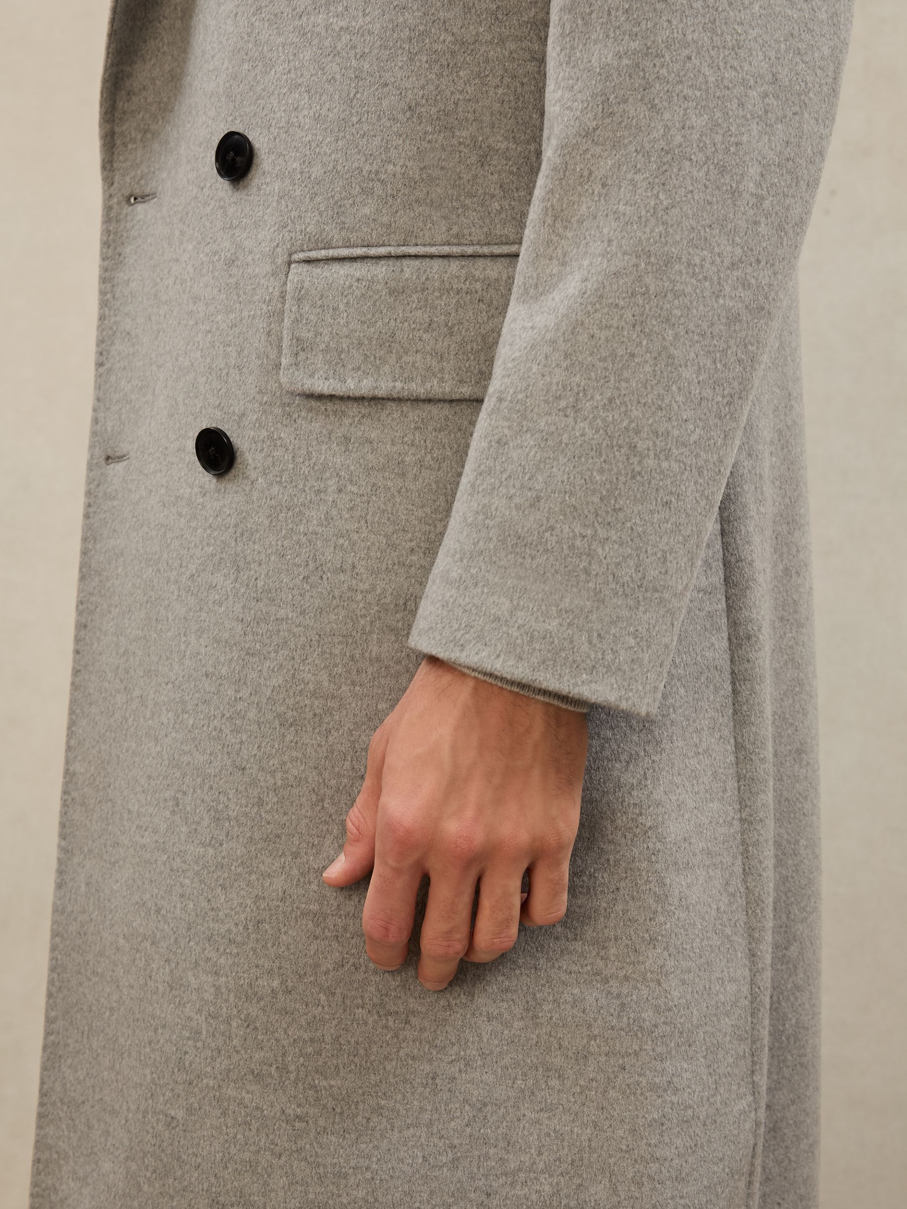 Atelier Cashmere Double-Breasted Overcoat in Soft Grey - Image 3 of 7