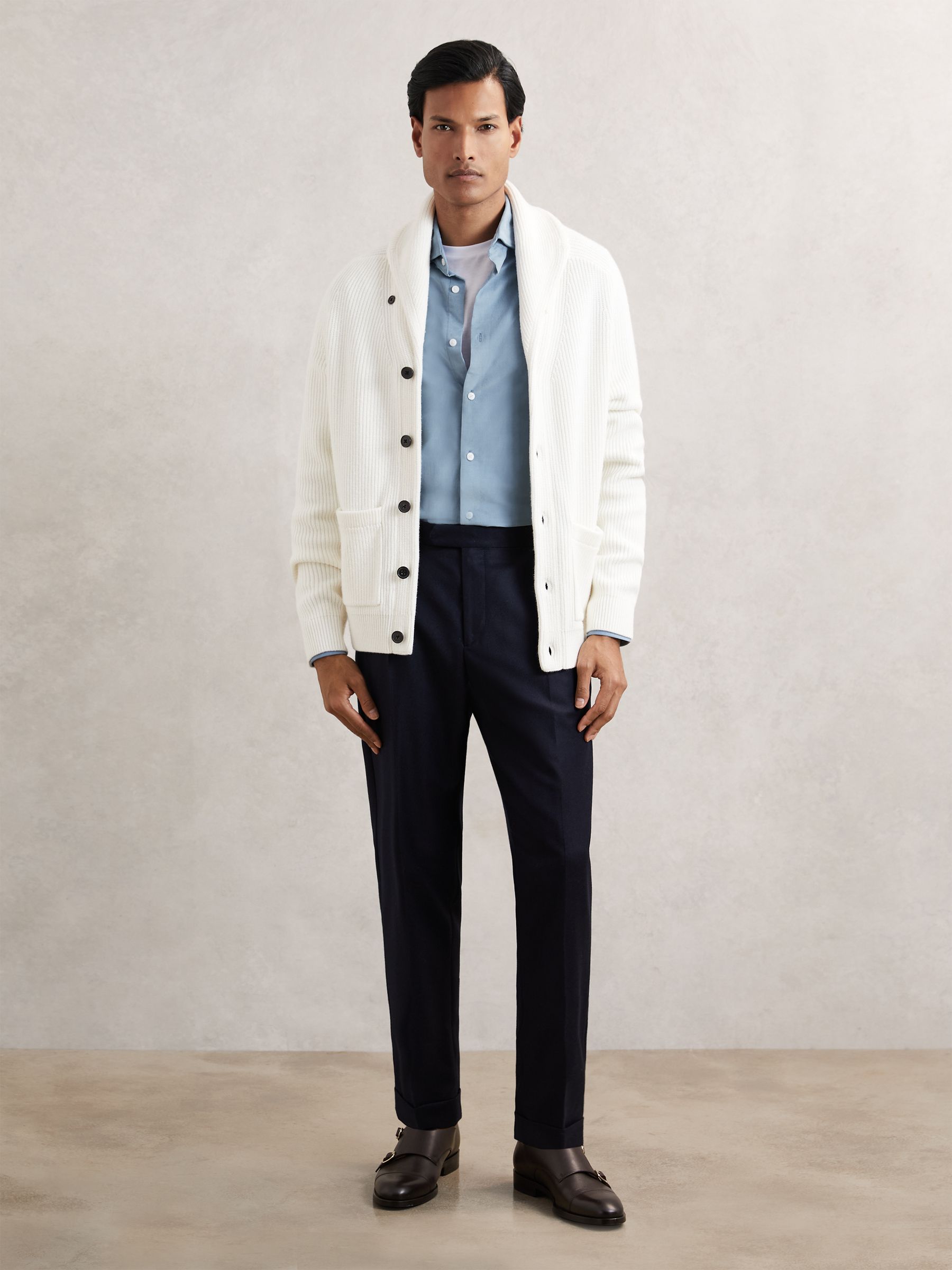 Cotton Corduroy Cutaway-Collar Shirt in Airforce Blue - image 5